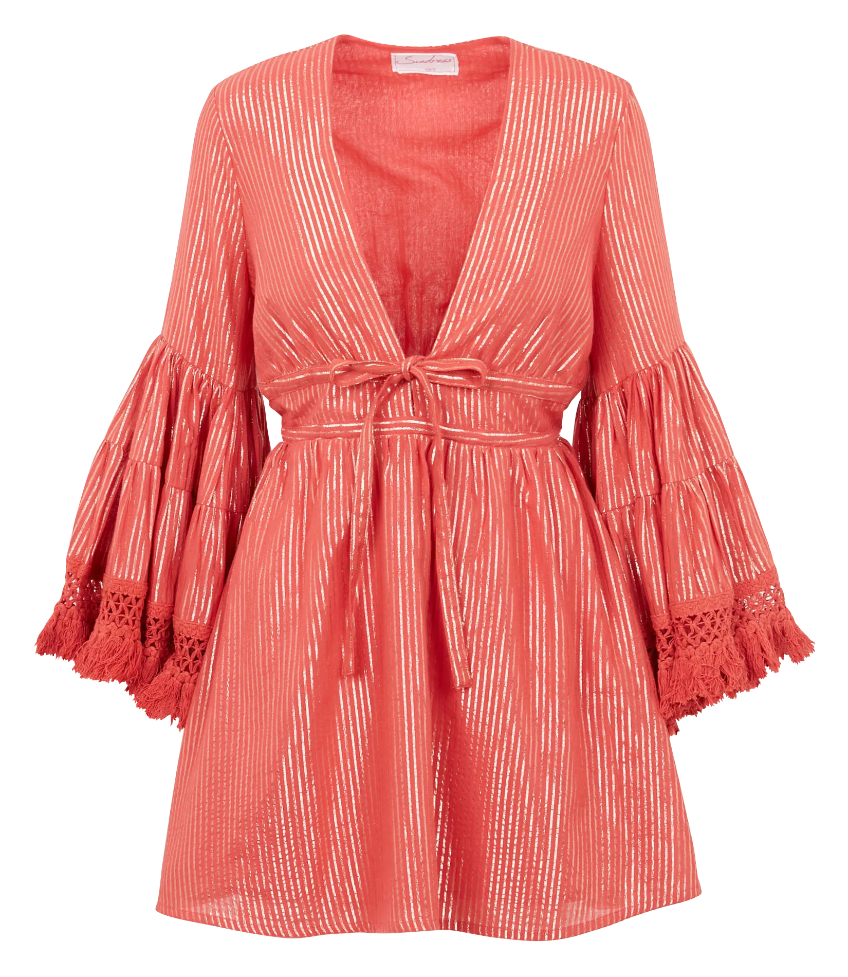 Robe courte col V en coton mélangé Rose LIZ