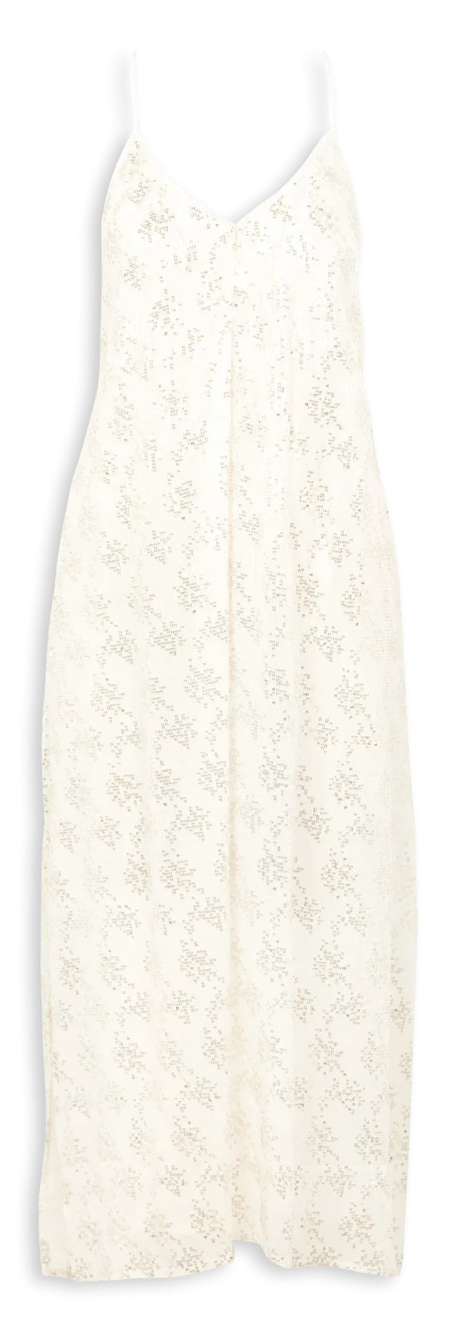 Robe longue col V à sequins Blanc NINA