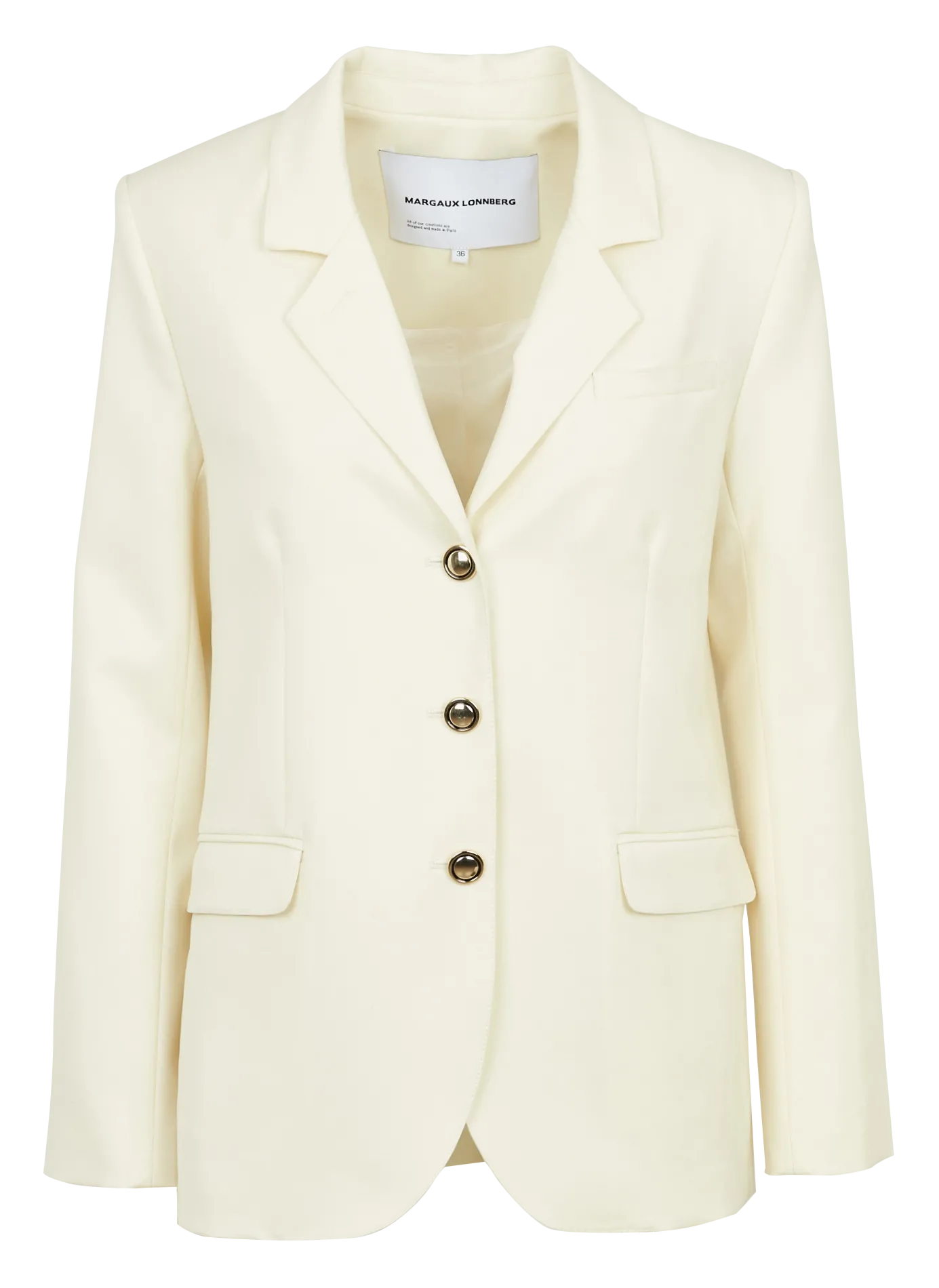 Veste col tailleur en coton stretch Blanc EMERY