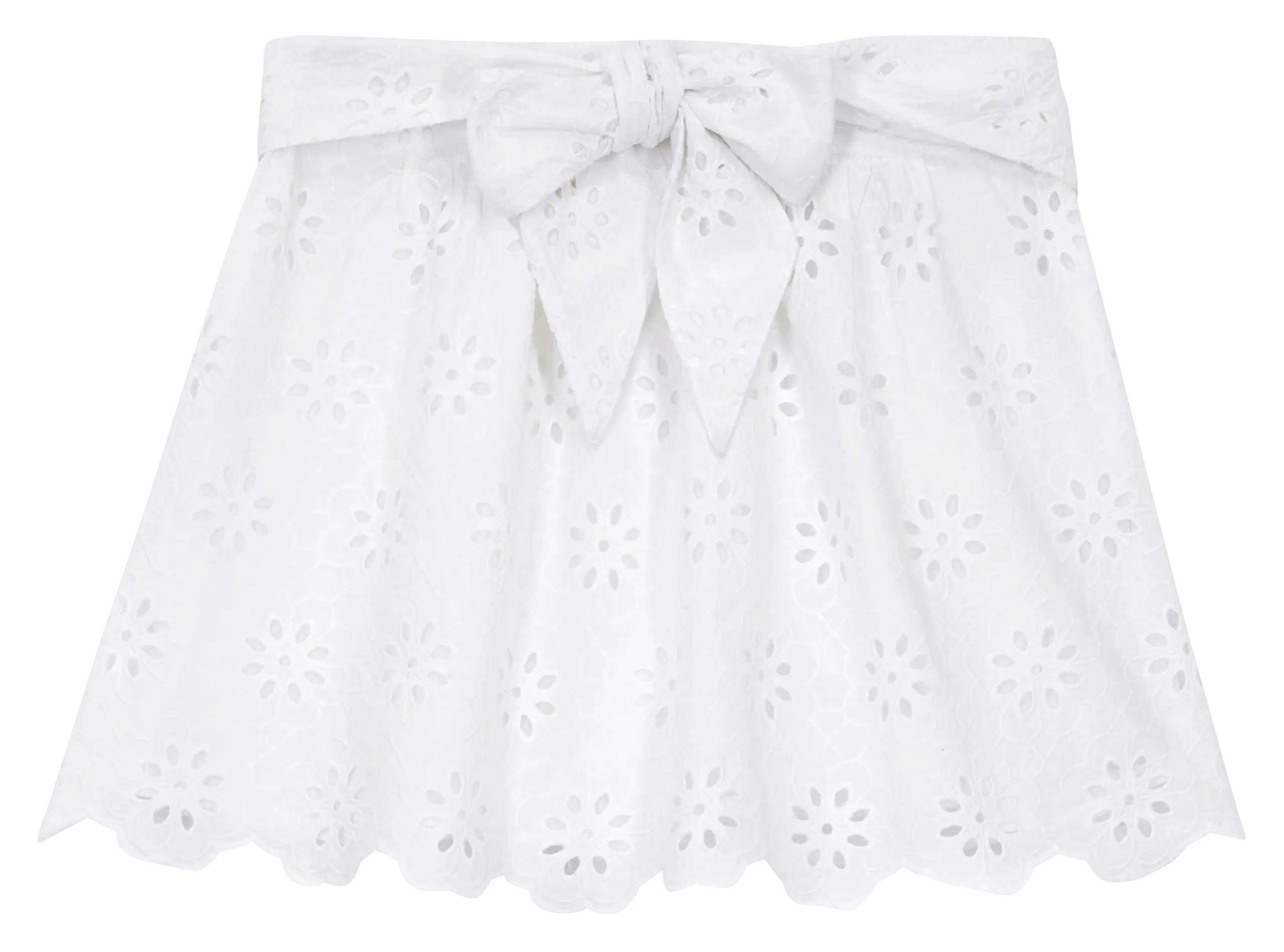 Jupe courte broderie anglaise en coton Blanc
