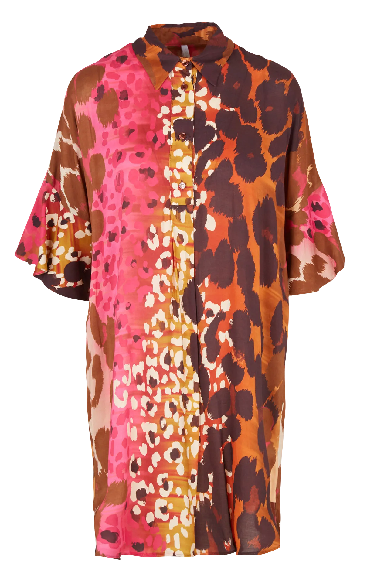 Robe longue col chemise Marron