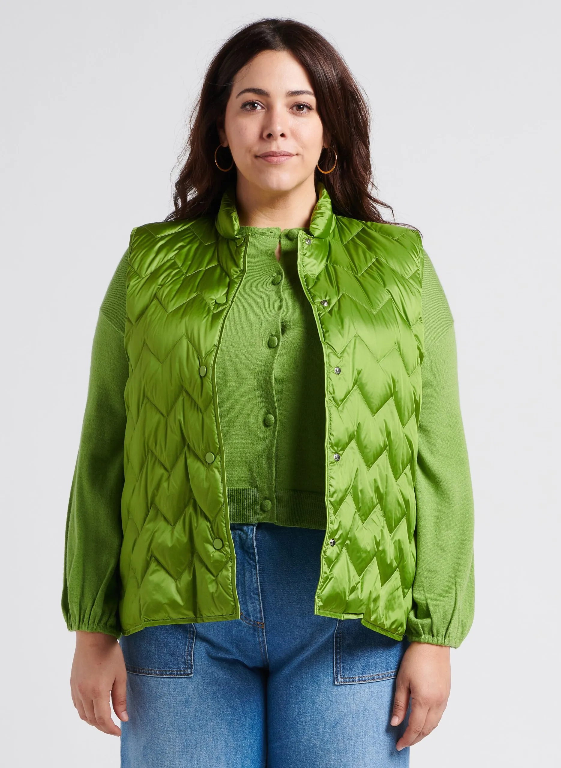 Doudoune légère droite sans manches Vert PACIFICO