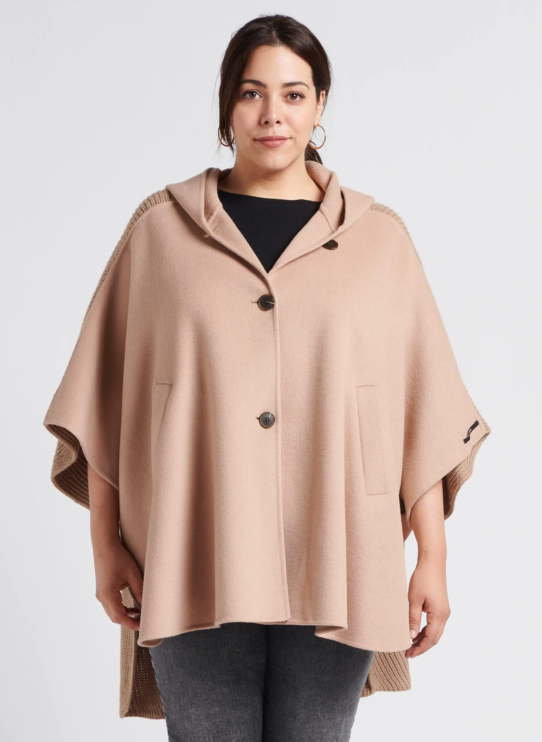 Poncho ample en laine mélangée Marron NARITA