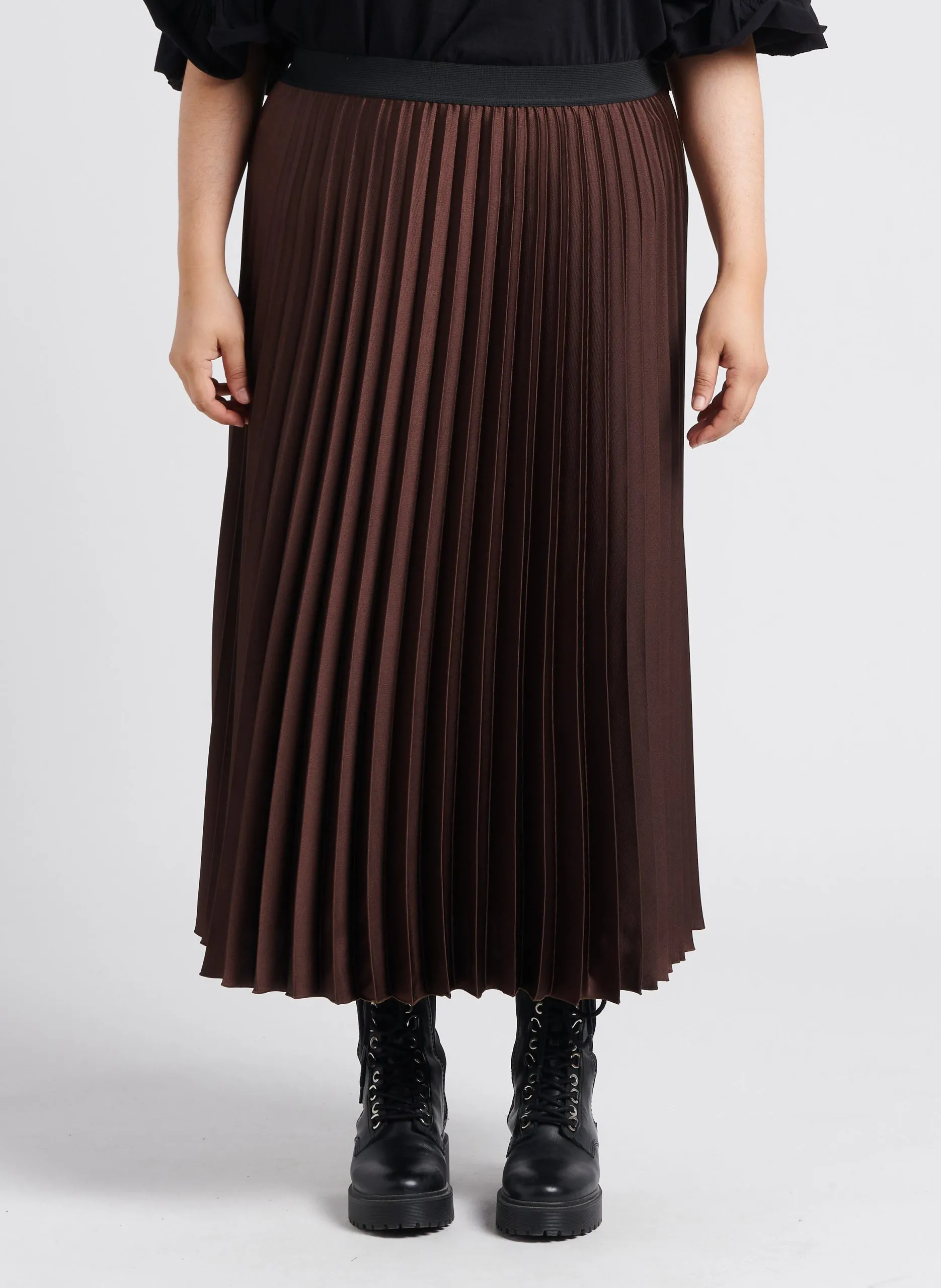 Jupe longue plissée Marron CILE