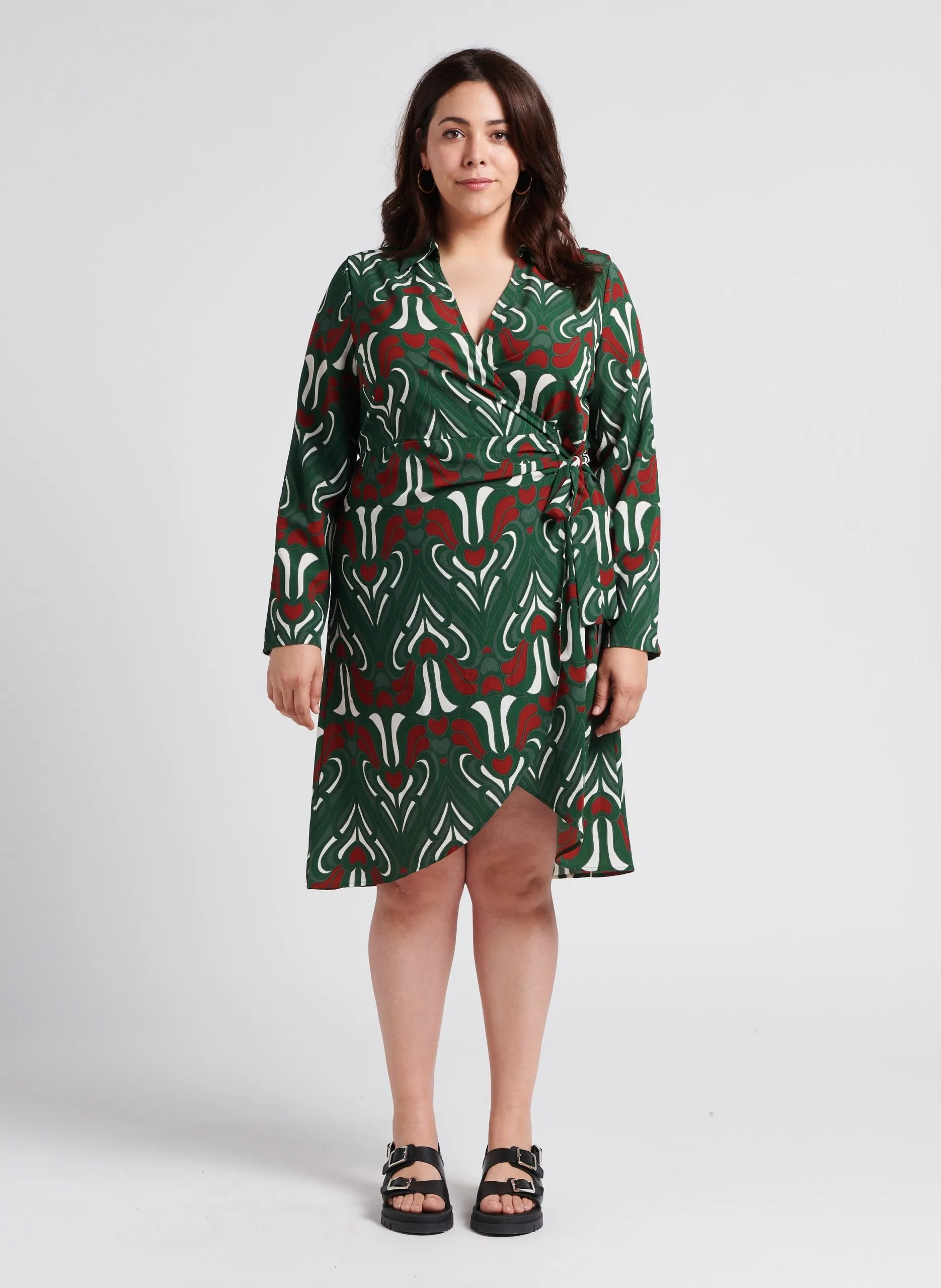 Robe courte portefeuille imprimée Vert MIRASSA