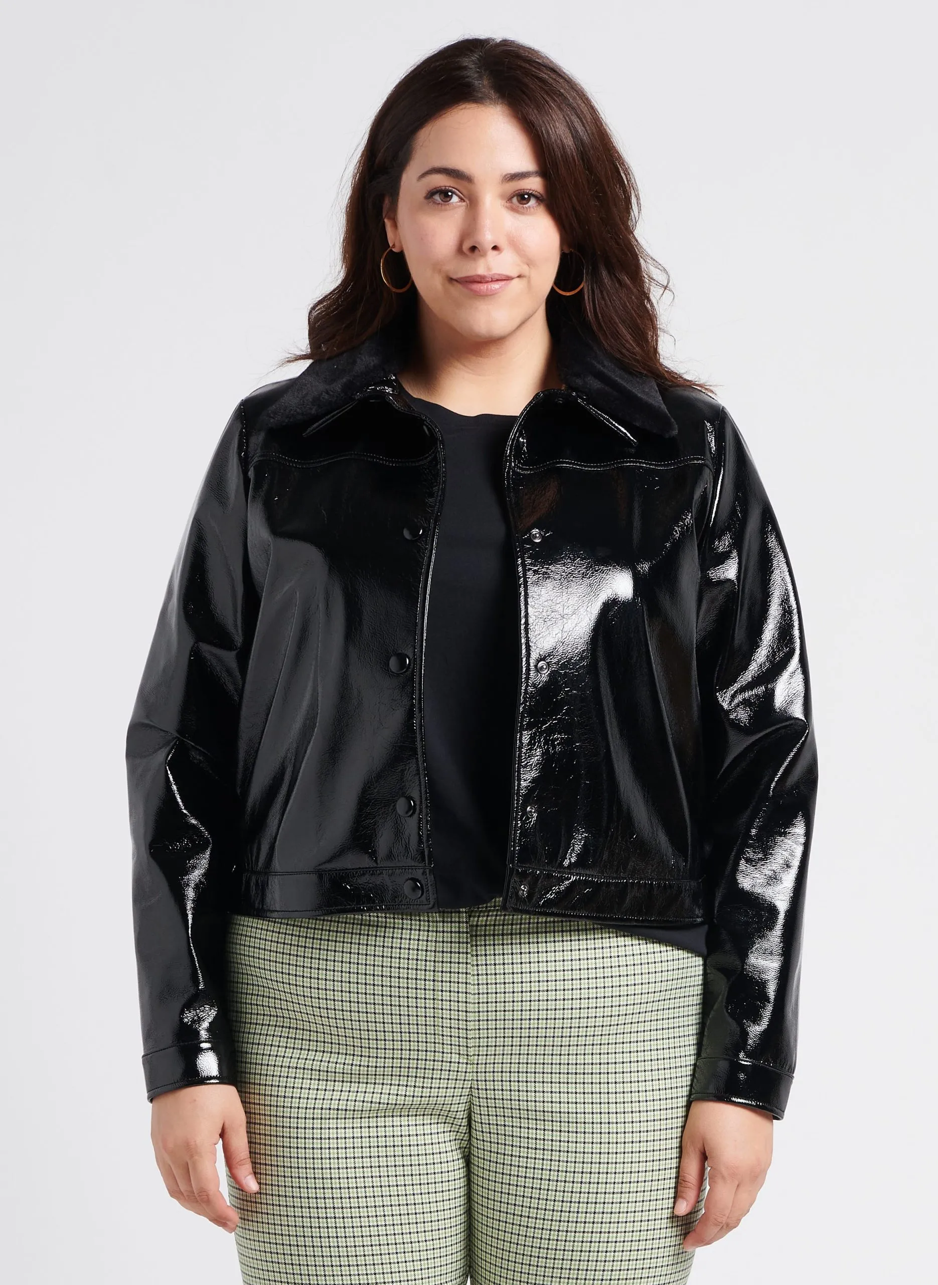 Veste courte en vinyle Noir CAFF