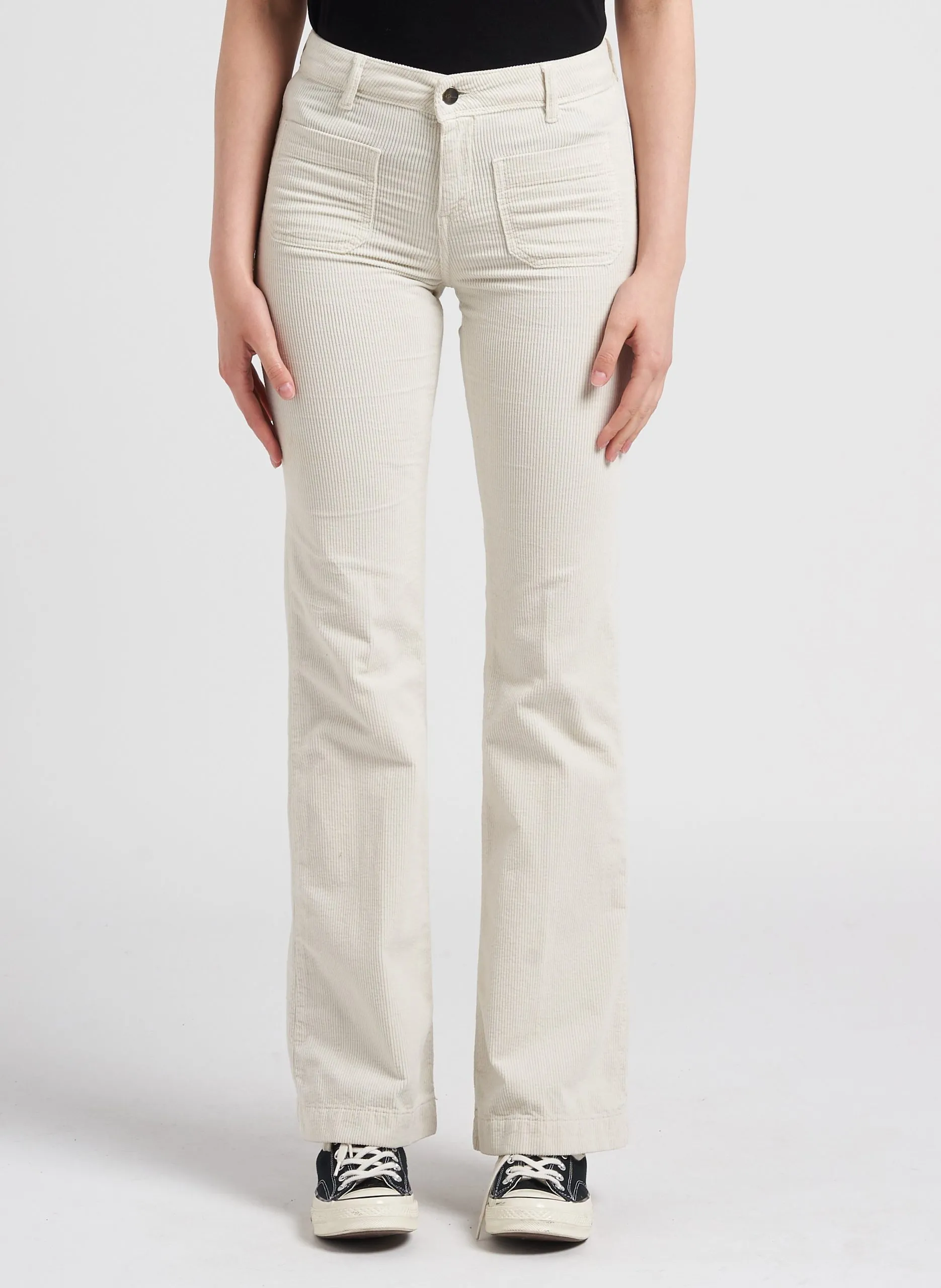 Pantalon patte d'eph en coton mélangé Blanc