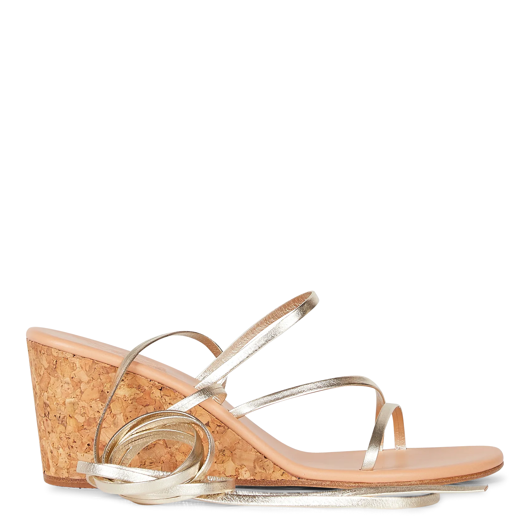 Sandales compensées en cuir Argent LITHI