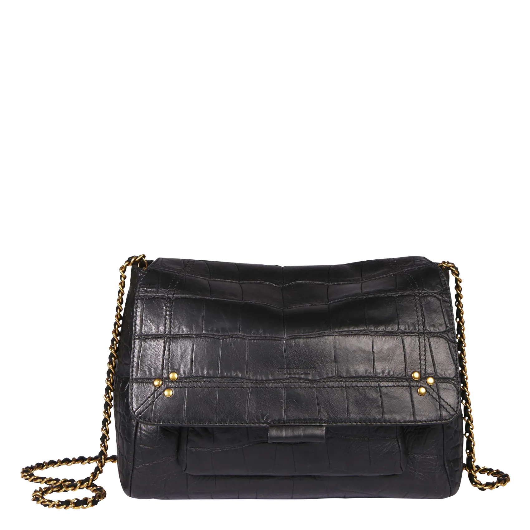 Sac porté en cuir embossé Noir LULU M