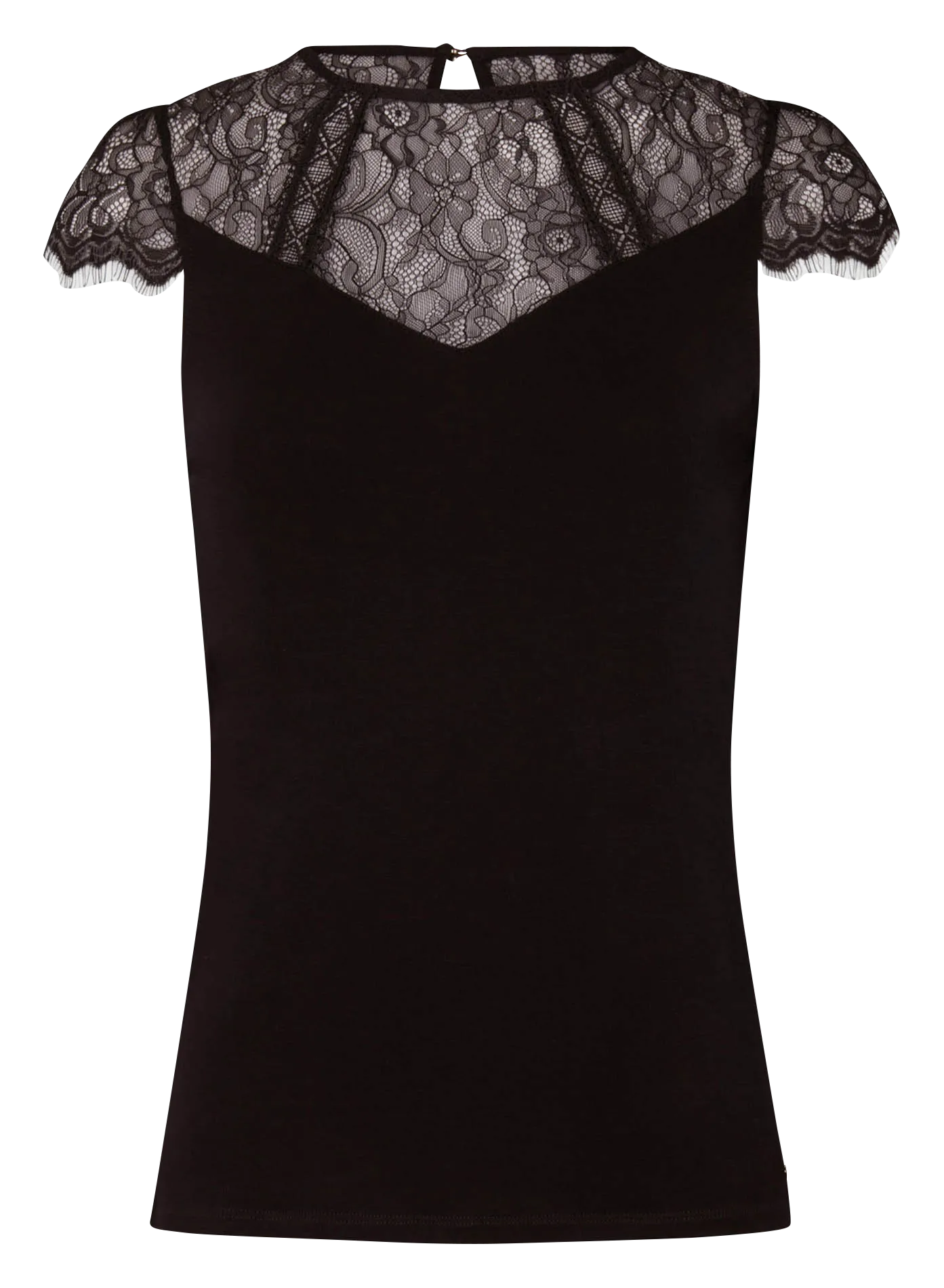 Top col rond en dentelle Marron 232-DGIULIA