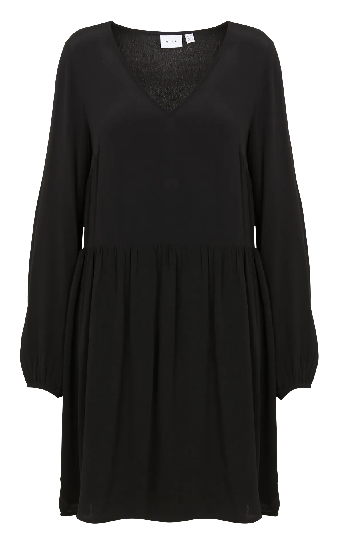 Robe courte évasée à encolure V Noir FINI