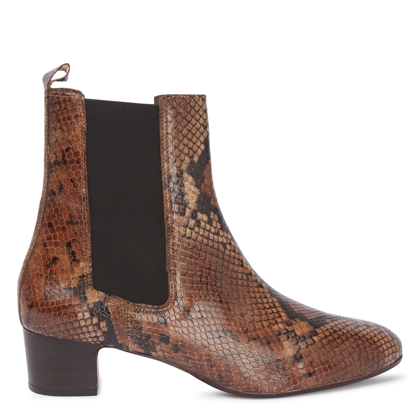 Bottines en cuir aspect python Marron NIABELLA
