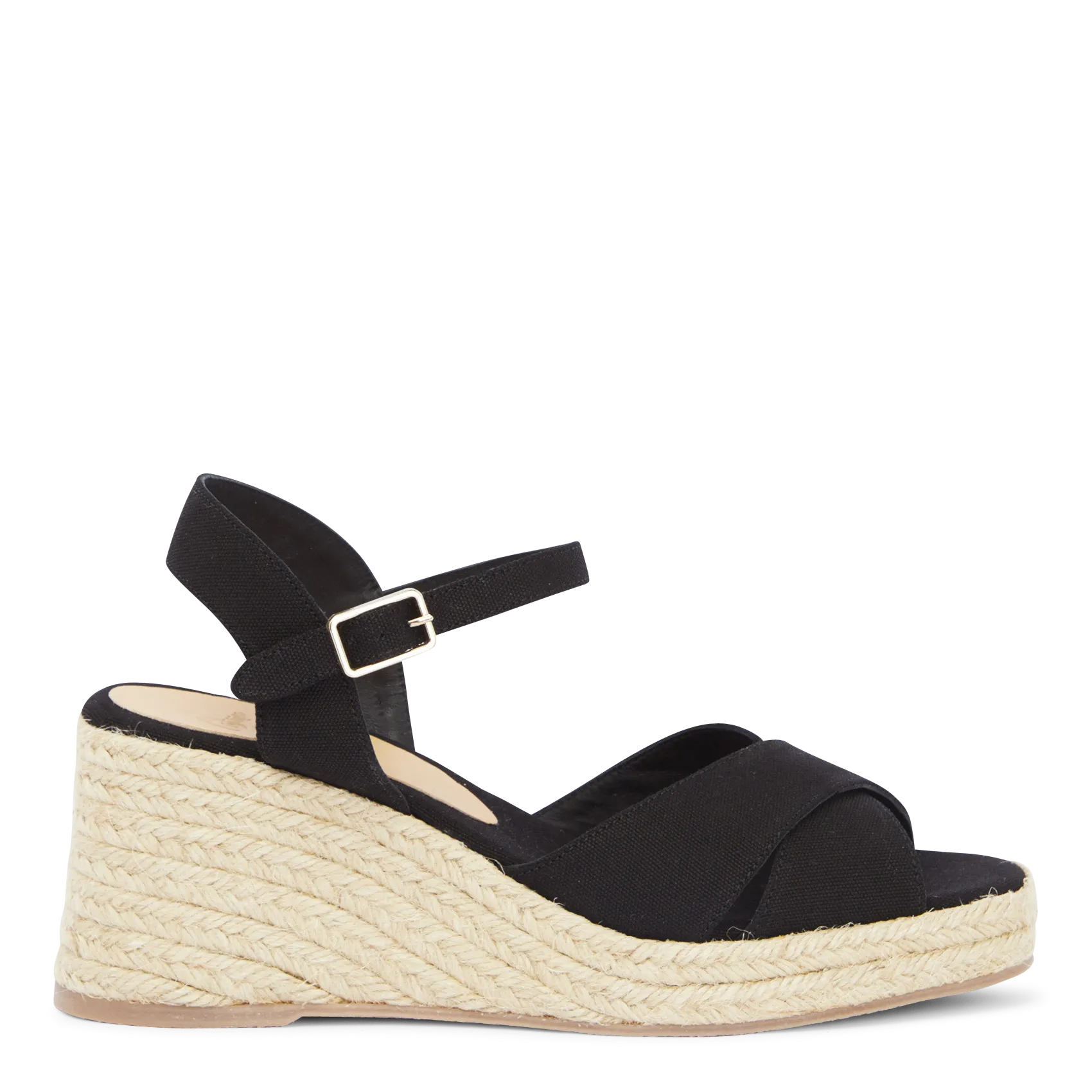 Espadrilles compensées en coton Noir THEA JUTE
