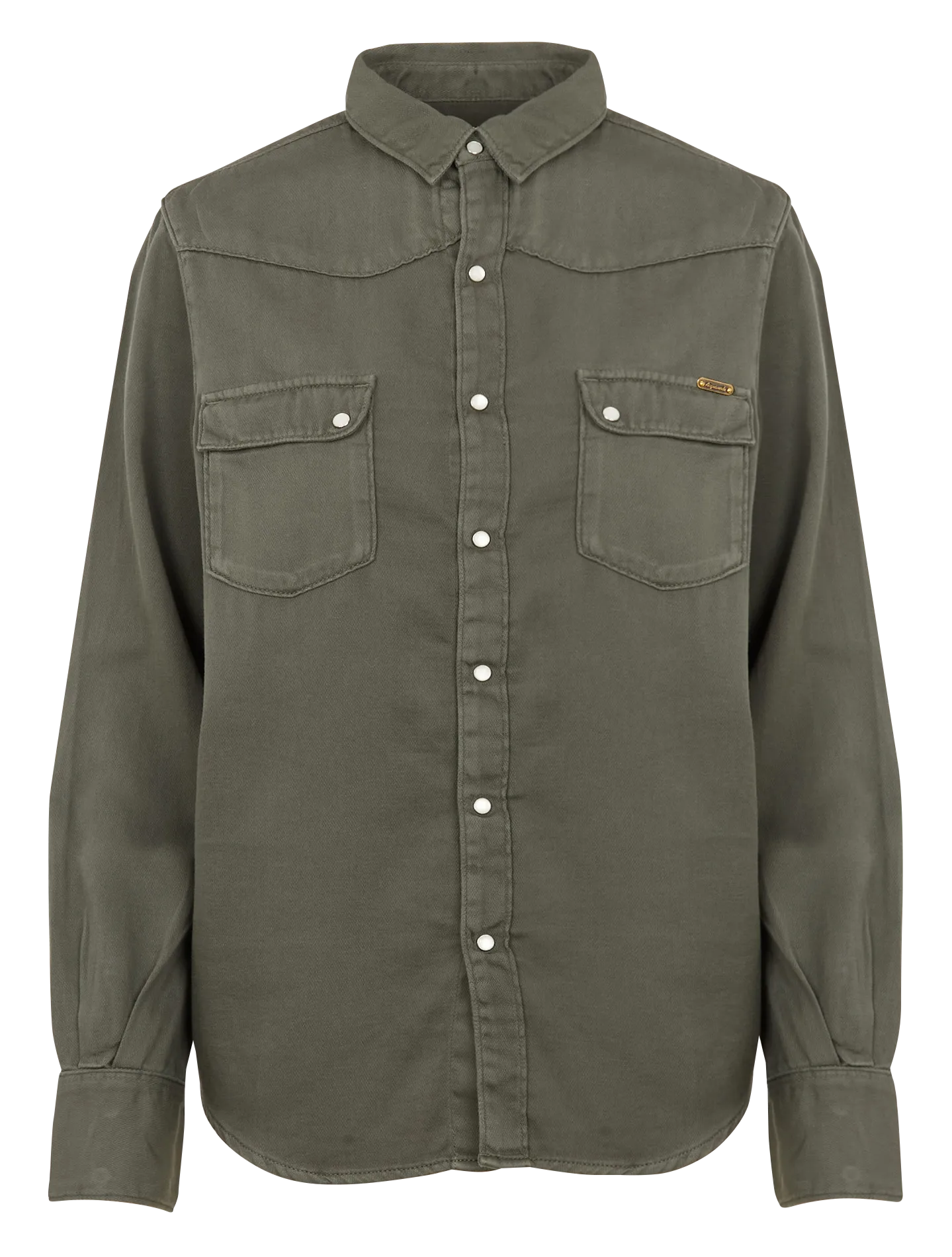 Chemise droite col classique en coton Vert