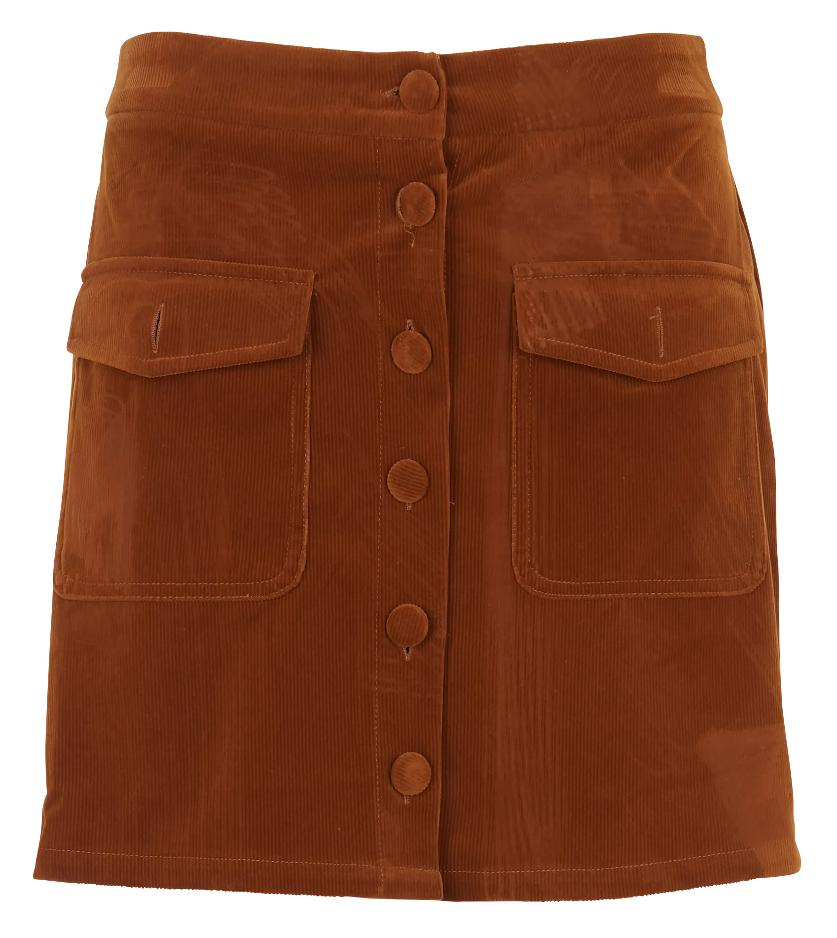 Jupe courte en velours côtelé Marron VEVEINE