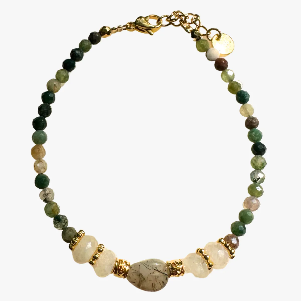 Bracelet agate indienne et quartz rutile Bleu NANDINI