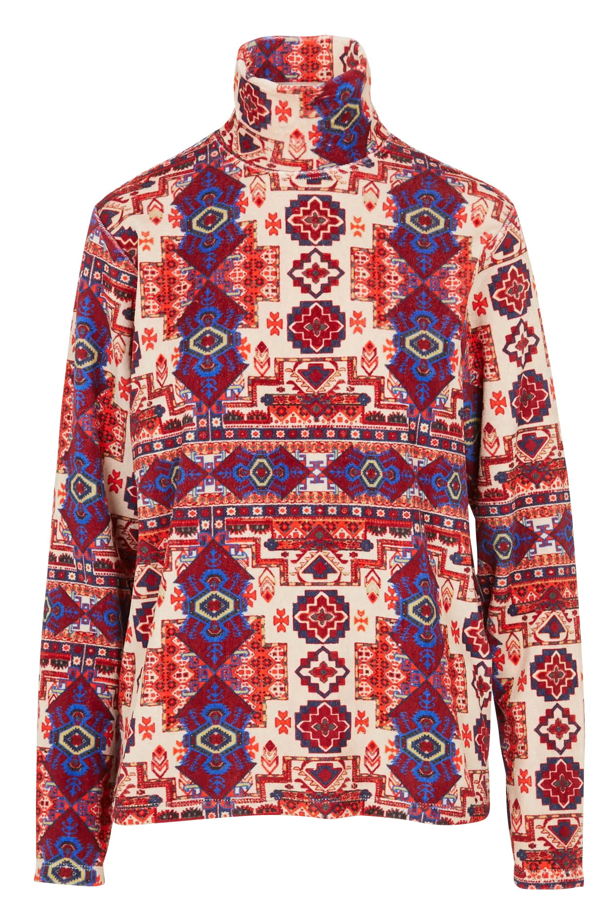 Pull col roulé droit à imprimé Rouge TAPESTRY