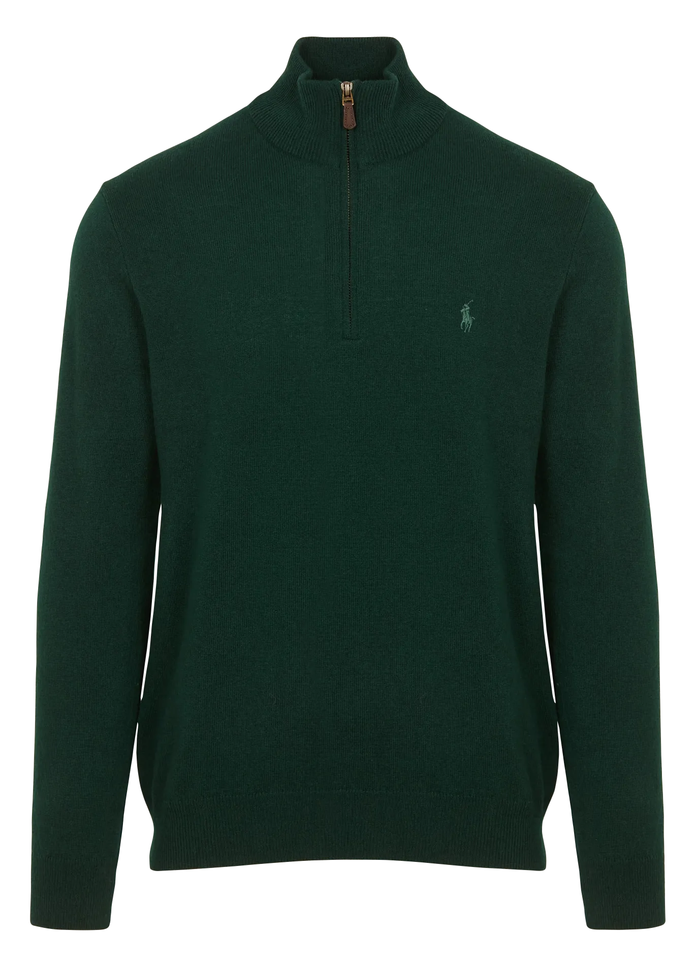 Pull col montant regular-fit brodé en laine mérinos Kaki