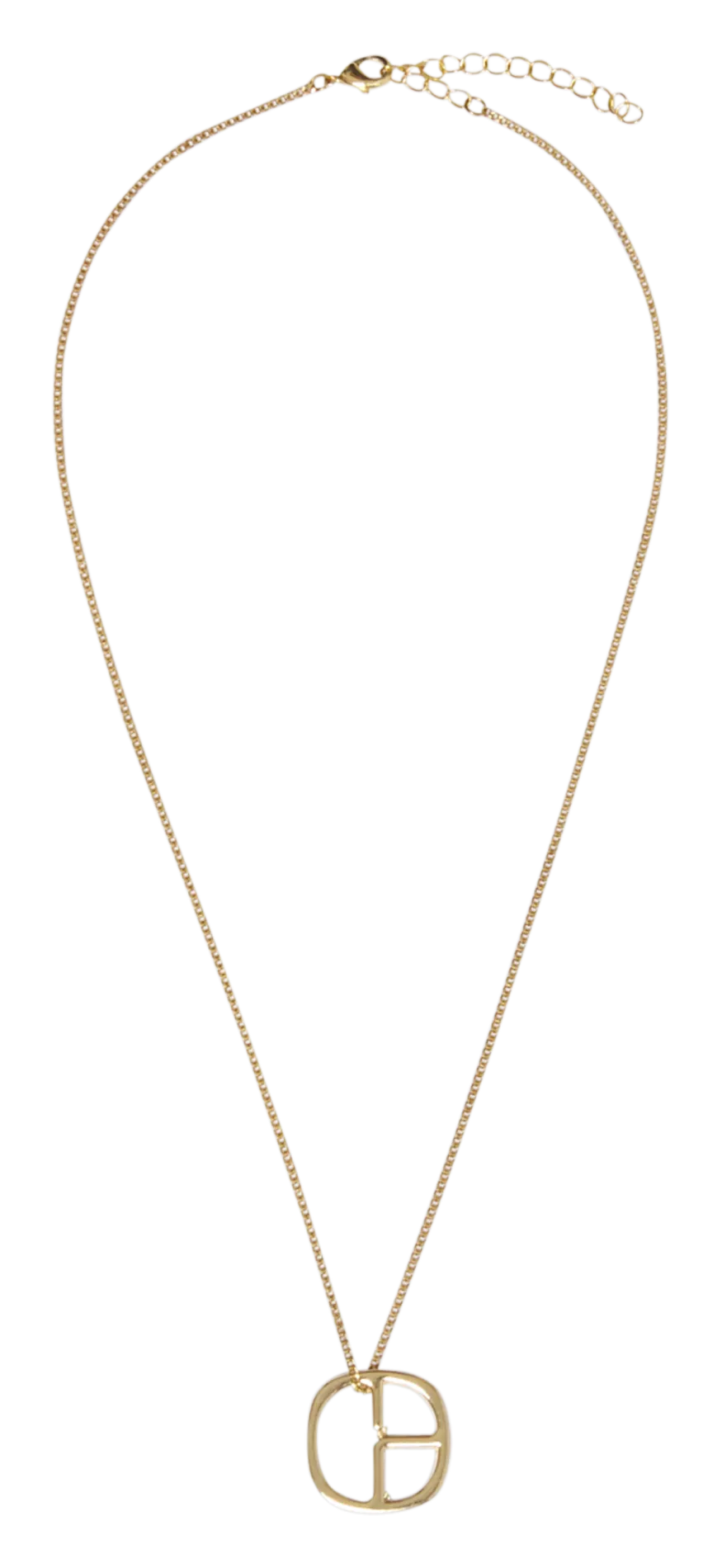Collier pendentif monogramme en laiton Doré