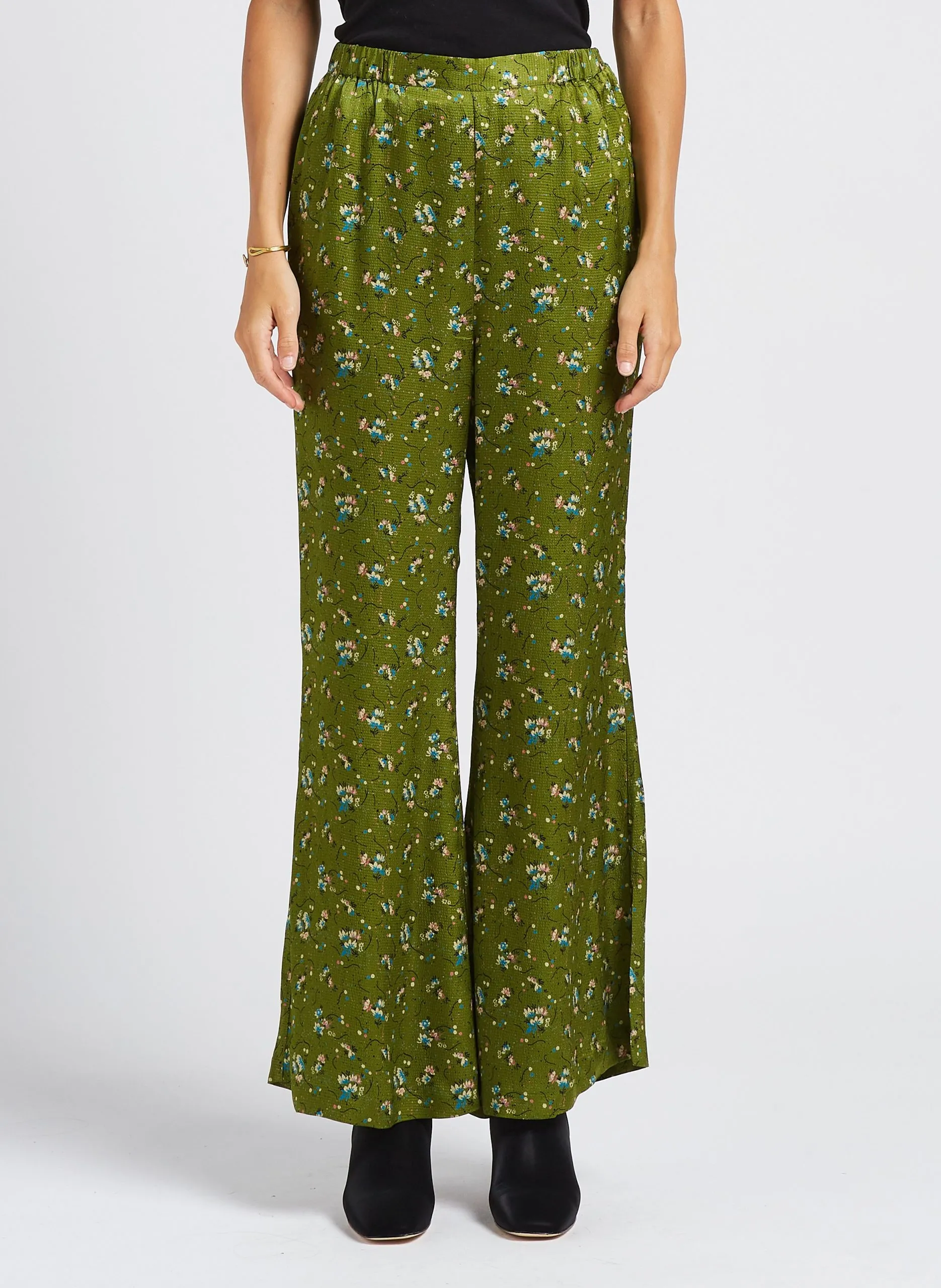 Pantalon large imprimé fleuri Vert GAN