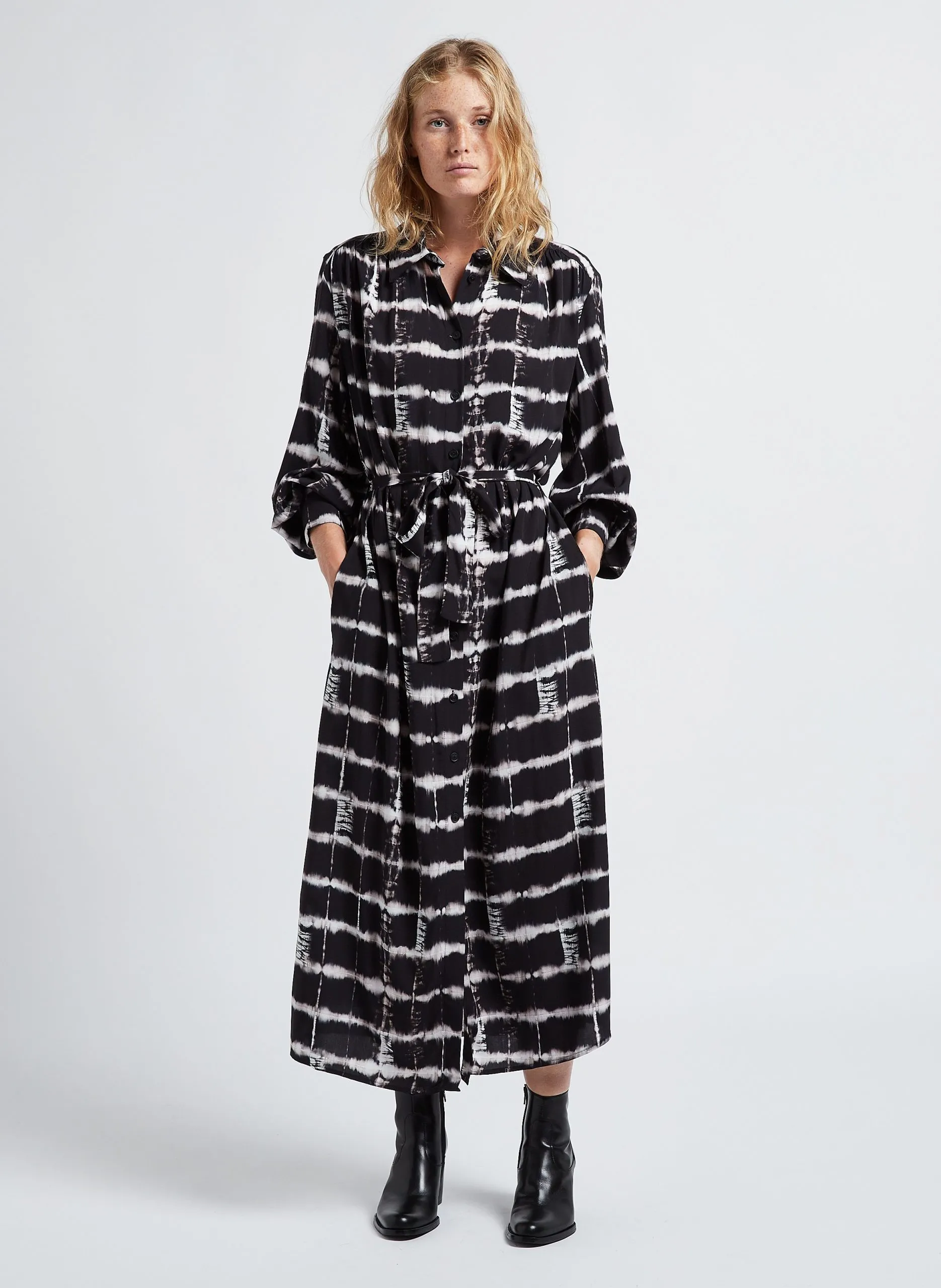 Robe chemise droite fluide Noir