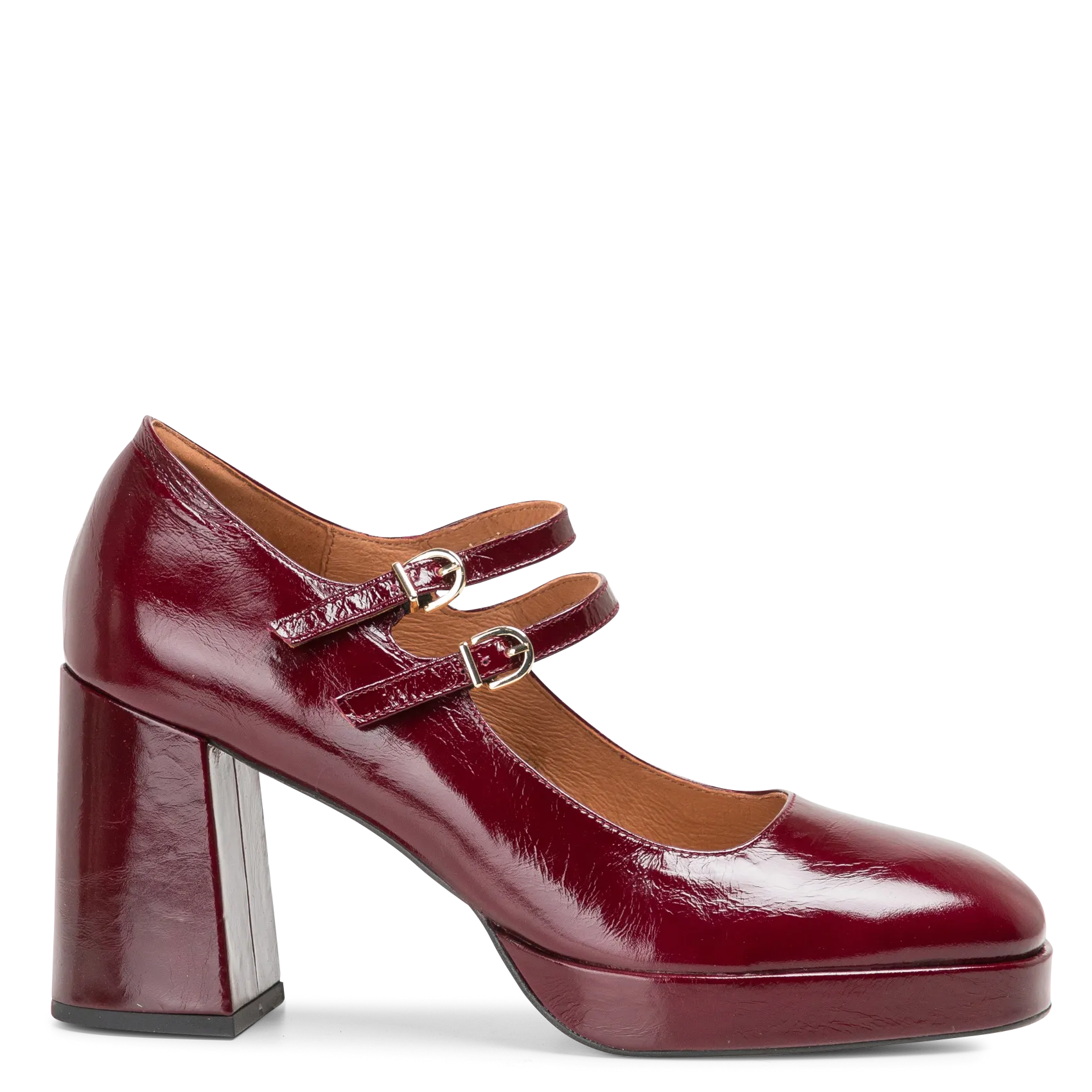 Babies à doubles brides et plateforme Rouge VERITE