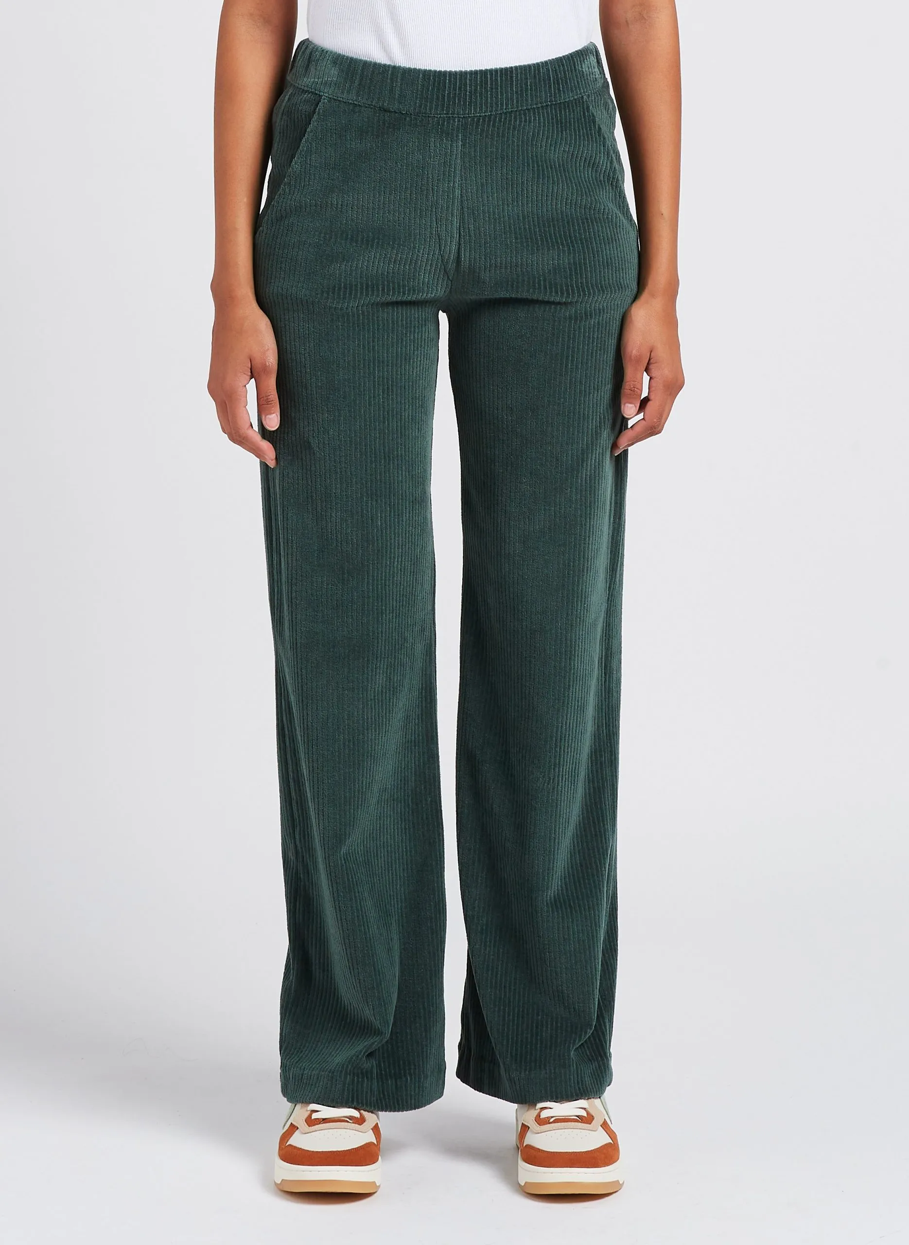 Pantalon droit en velours Vert