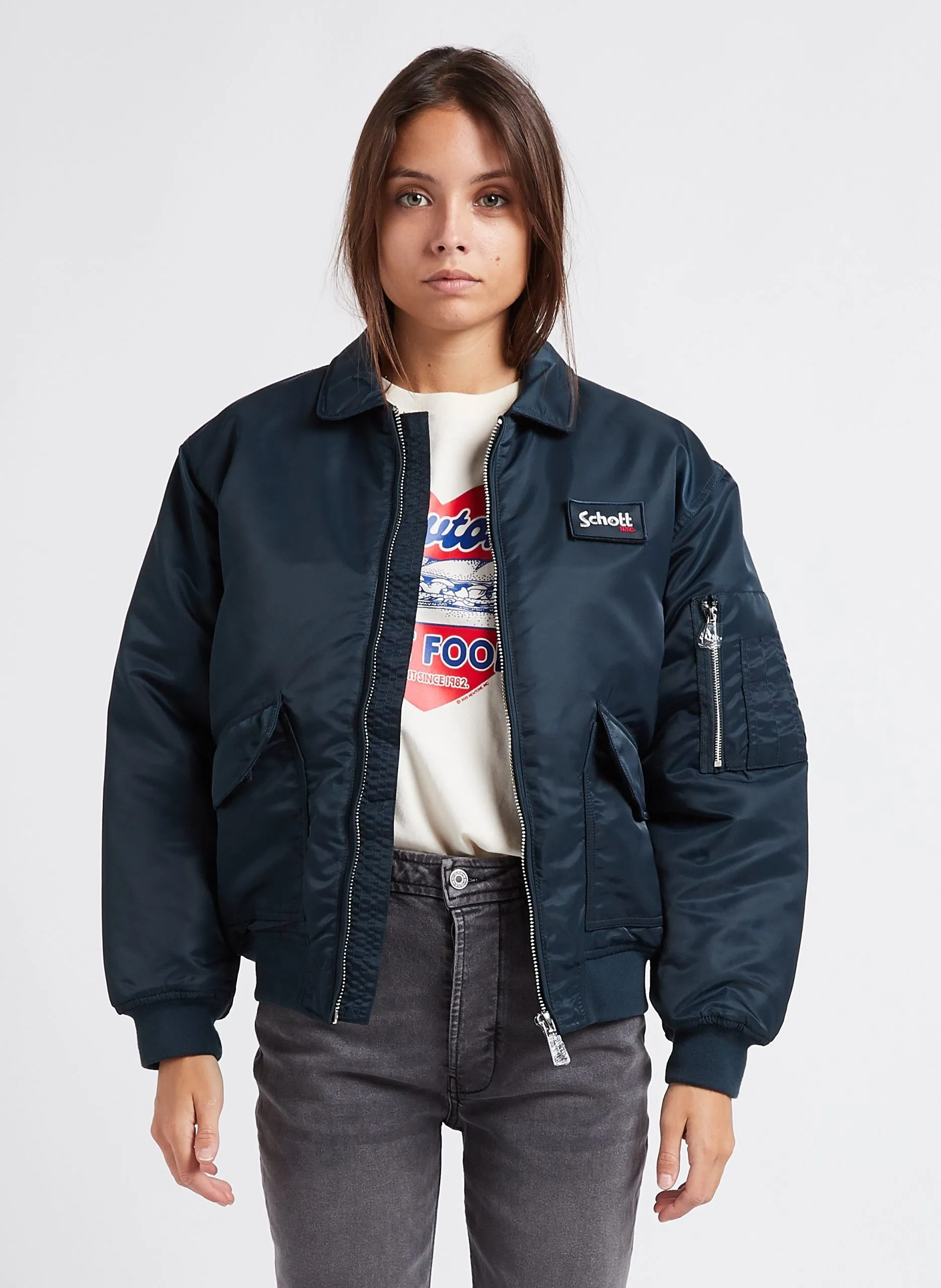 Blouson col classique oversize Bleu