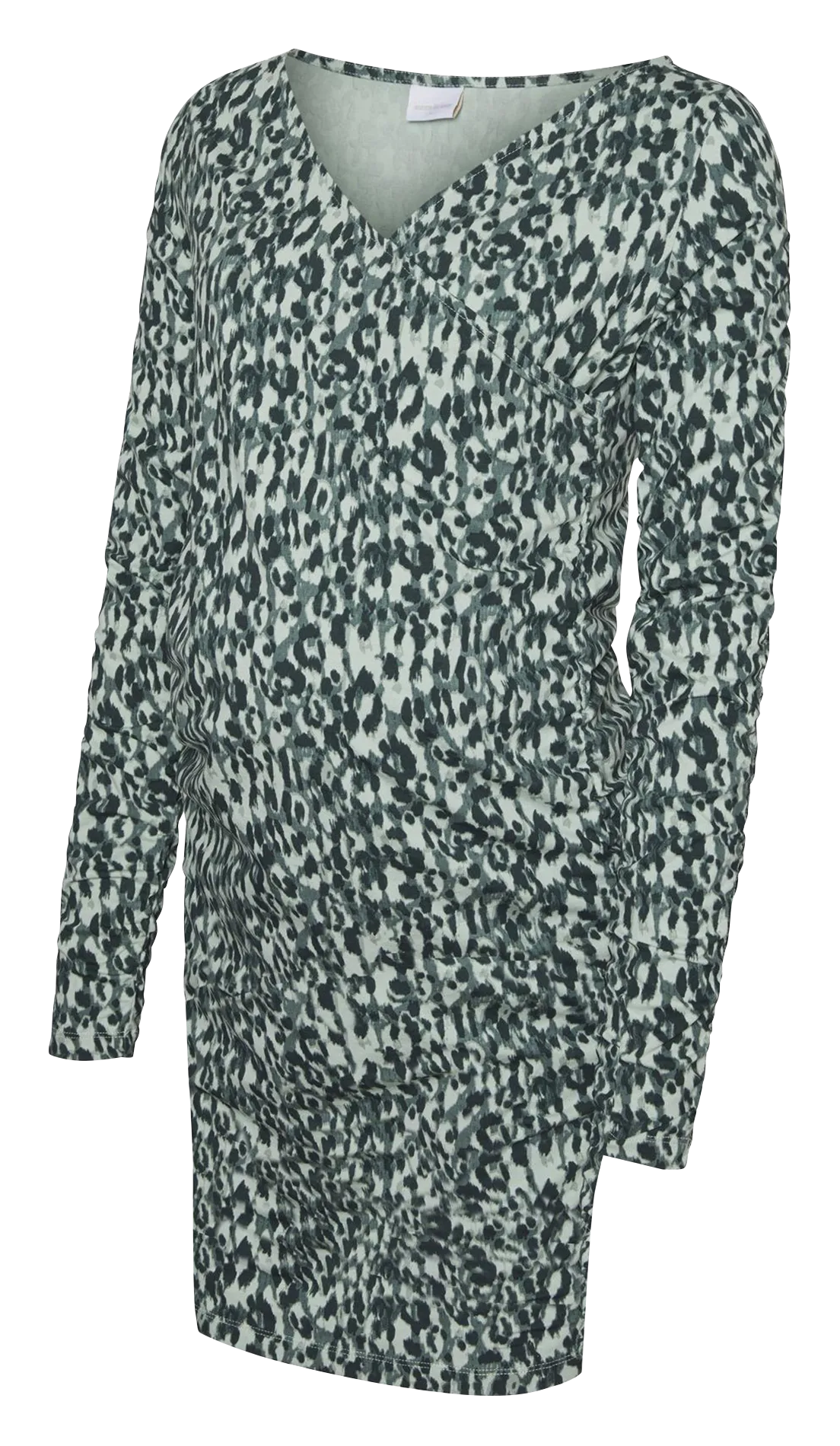 Robe courte col V imprimée en coton bio mélangé Vert EBBA