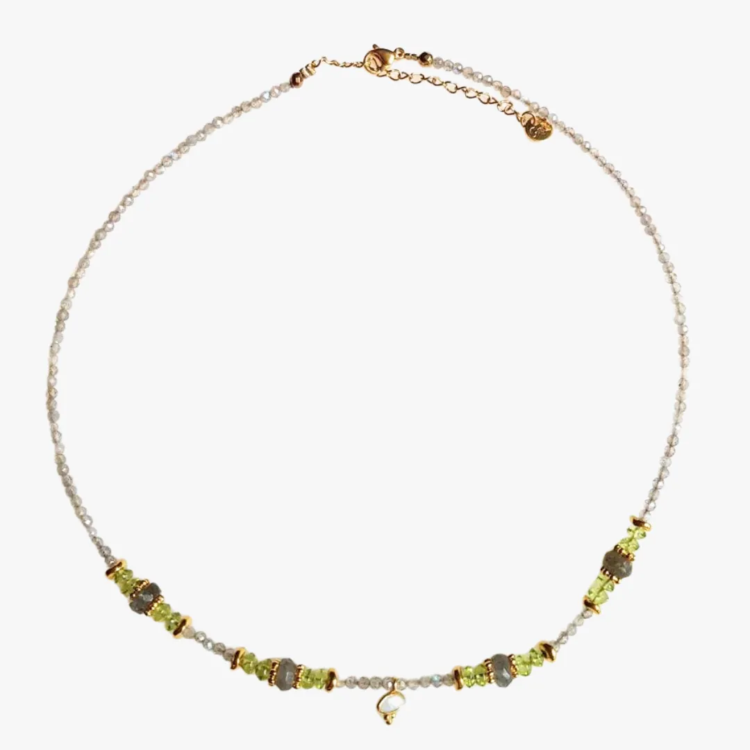Collier peridot et pierre de lune Blanc NETRA