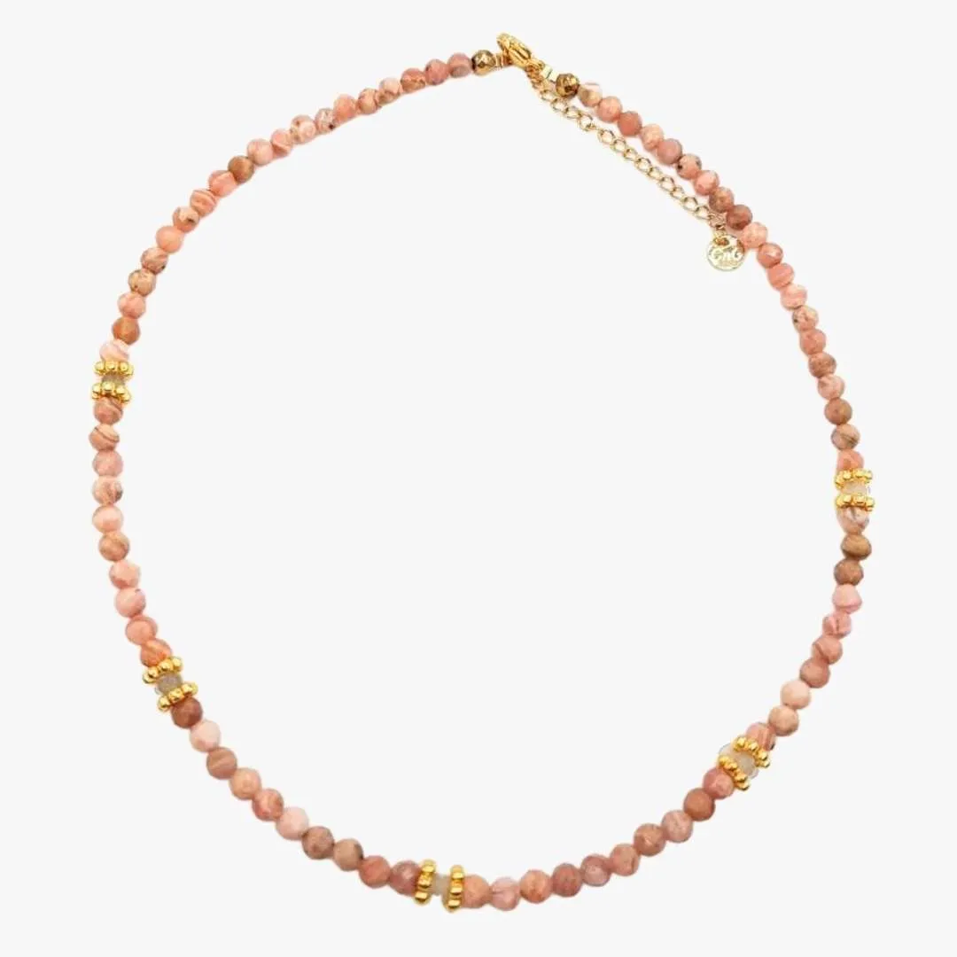 Collier rhodochrosite Bleu PAOLA