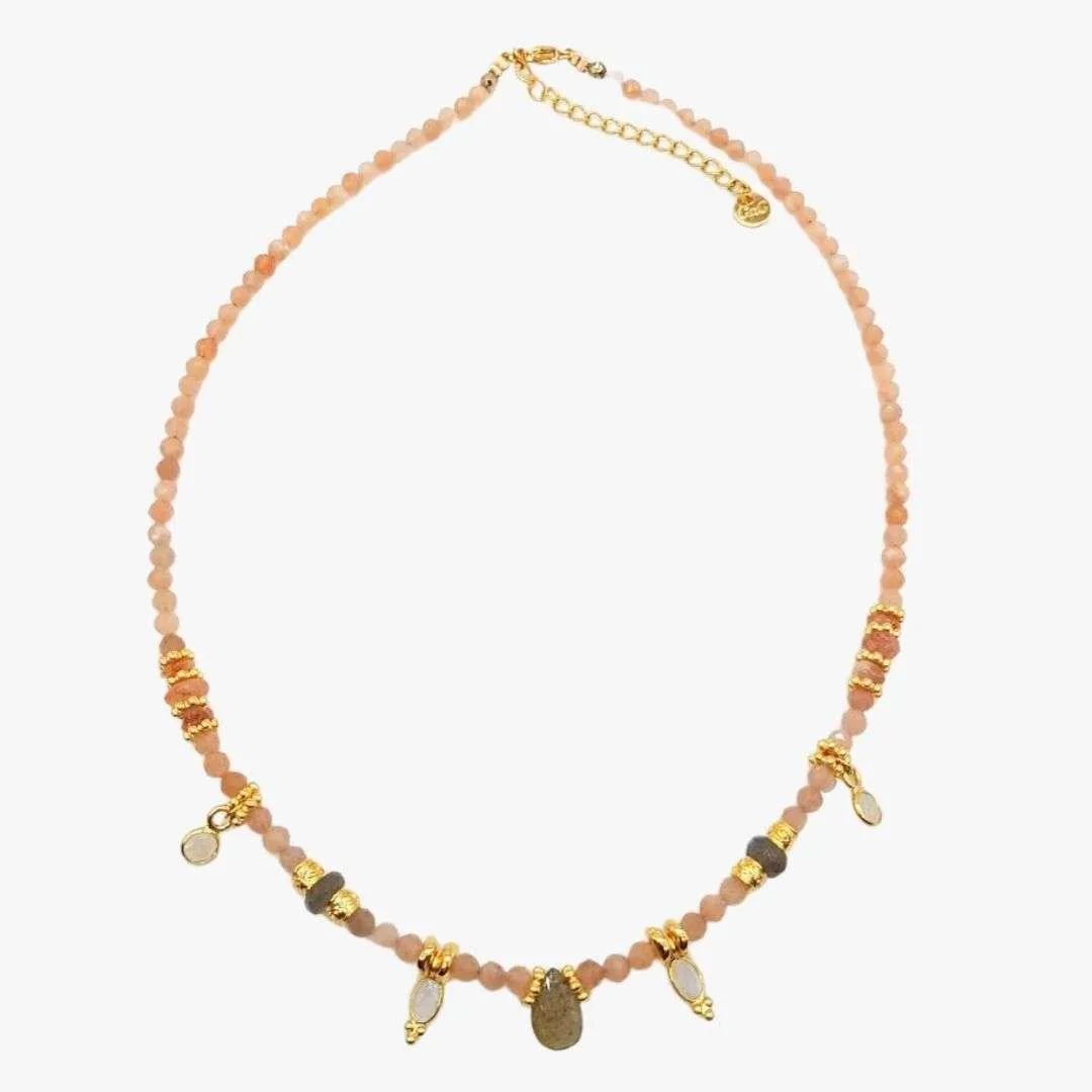 Collier pierre de soleil Orange DRISANA