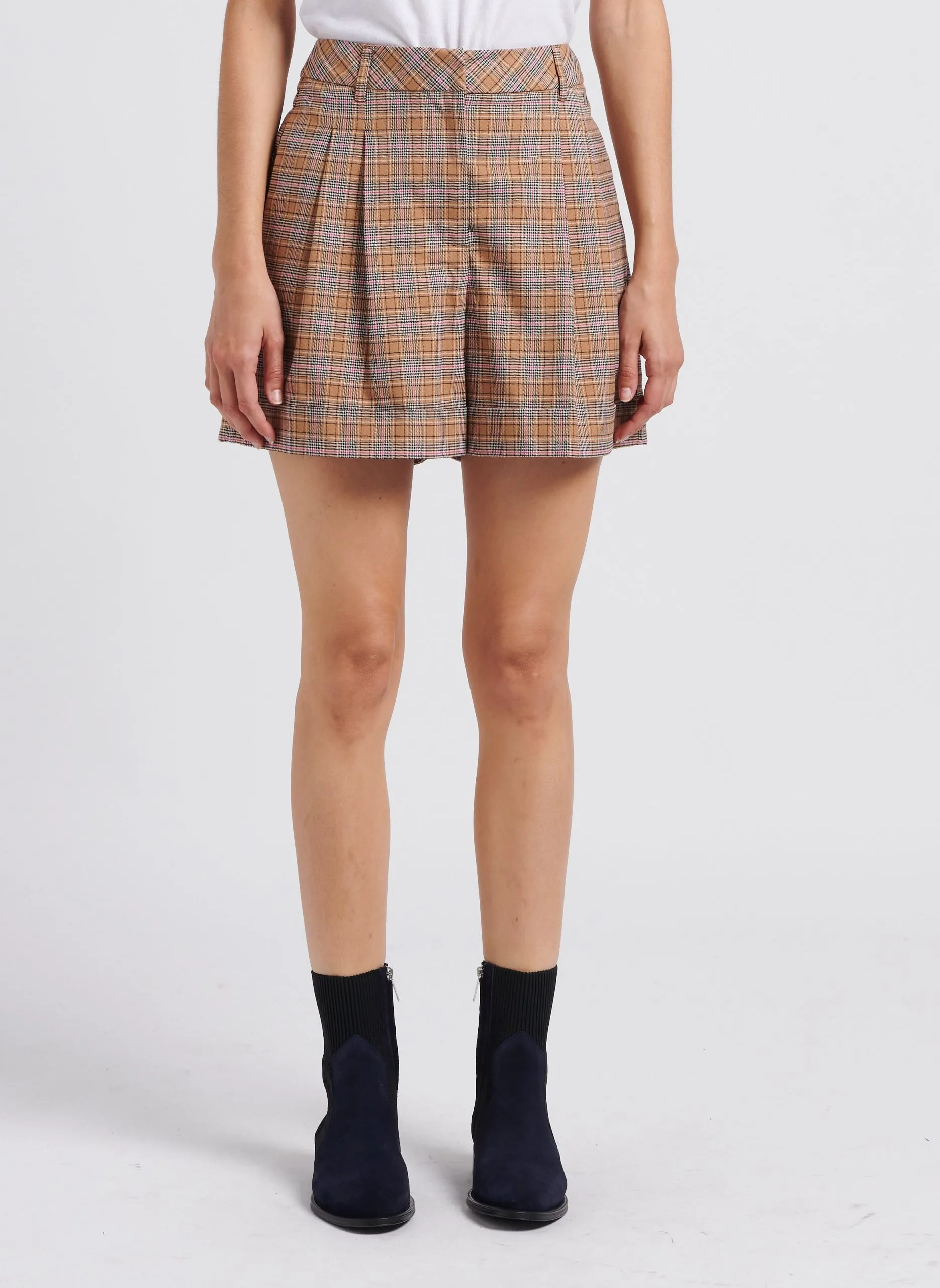 Short taille haute large Marron