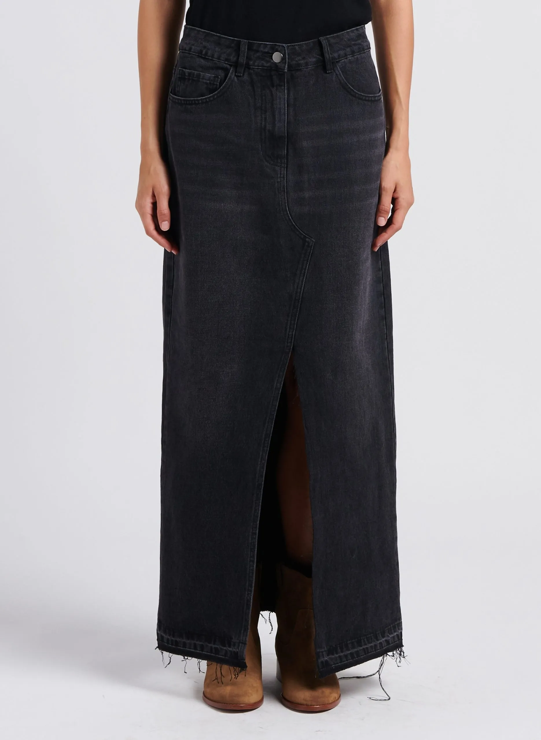 Jupe longue en coton Noir NETE