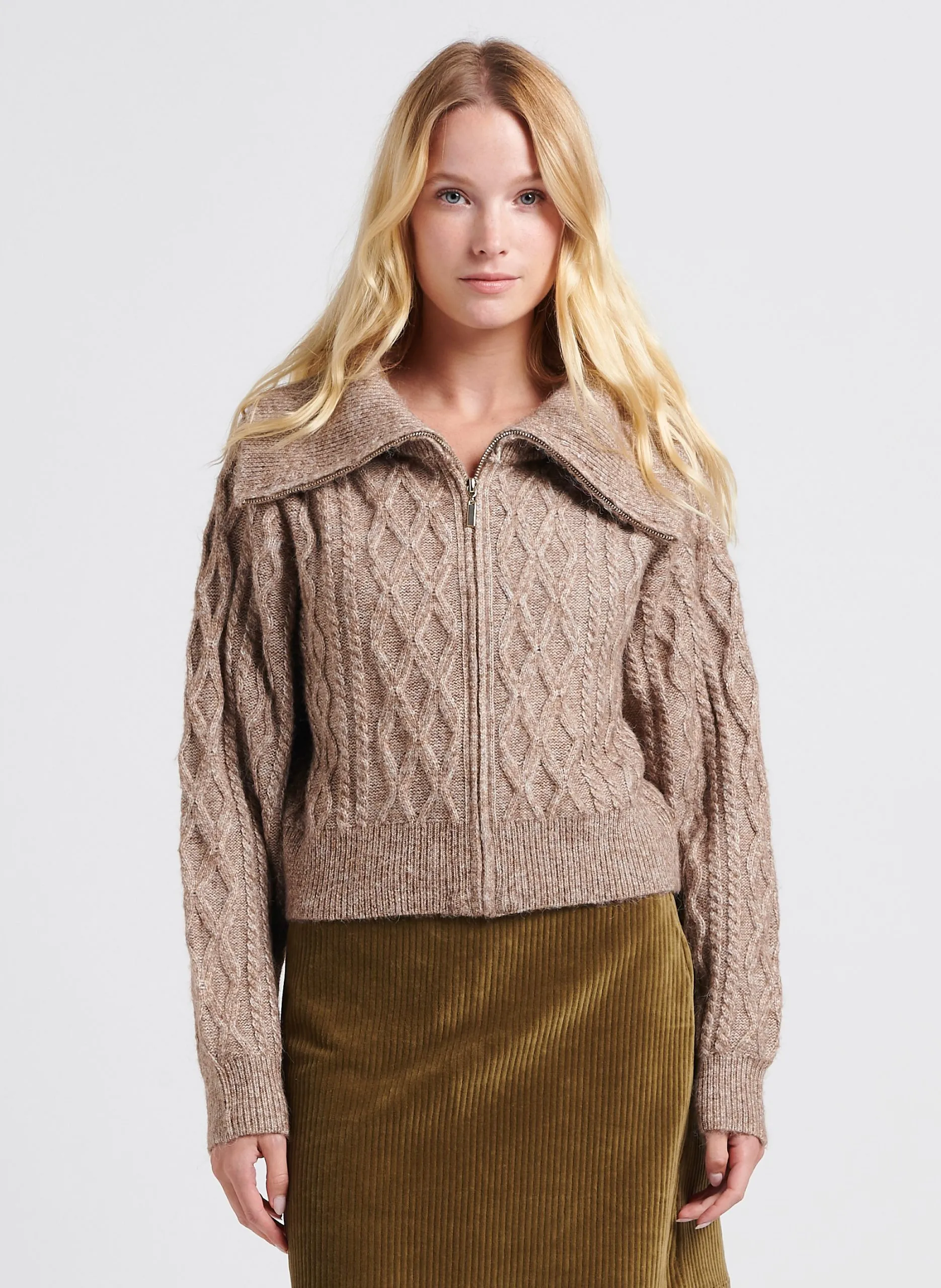 Gilet court col camionneur Marron SOLANGE