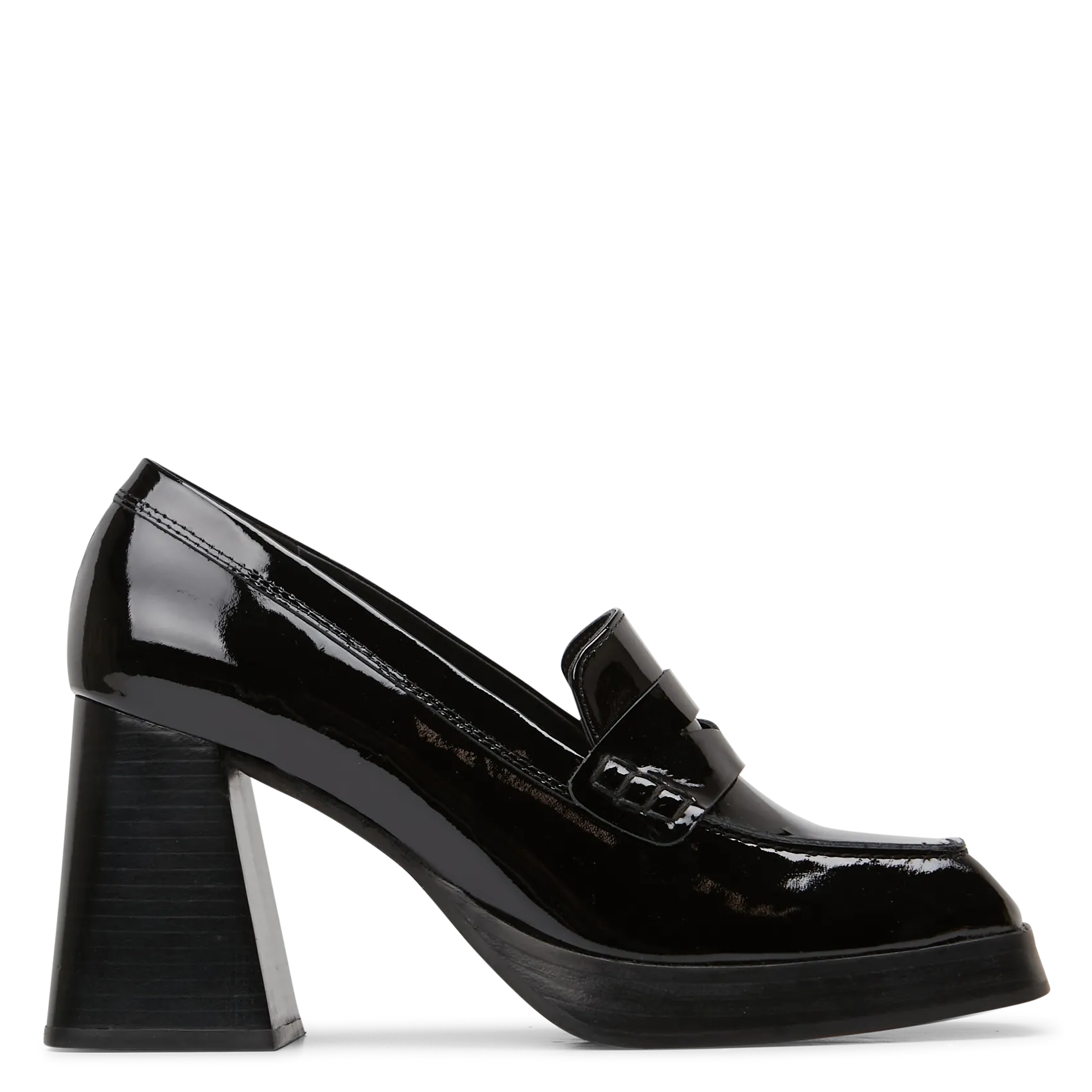 Mocassins à talon en cuir verni Noir TAKE OFF