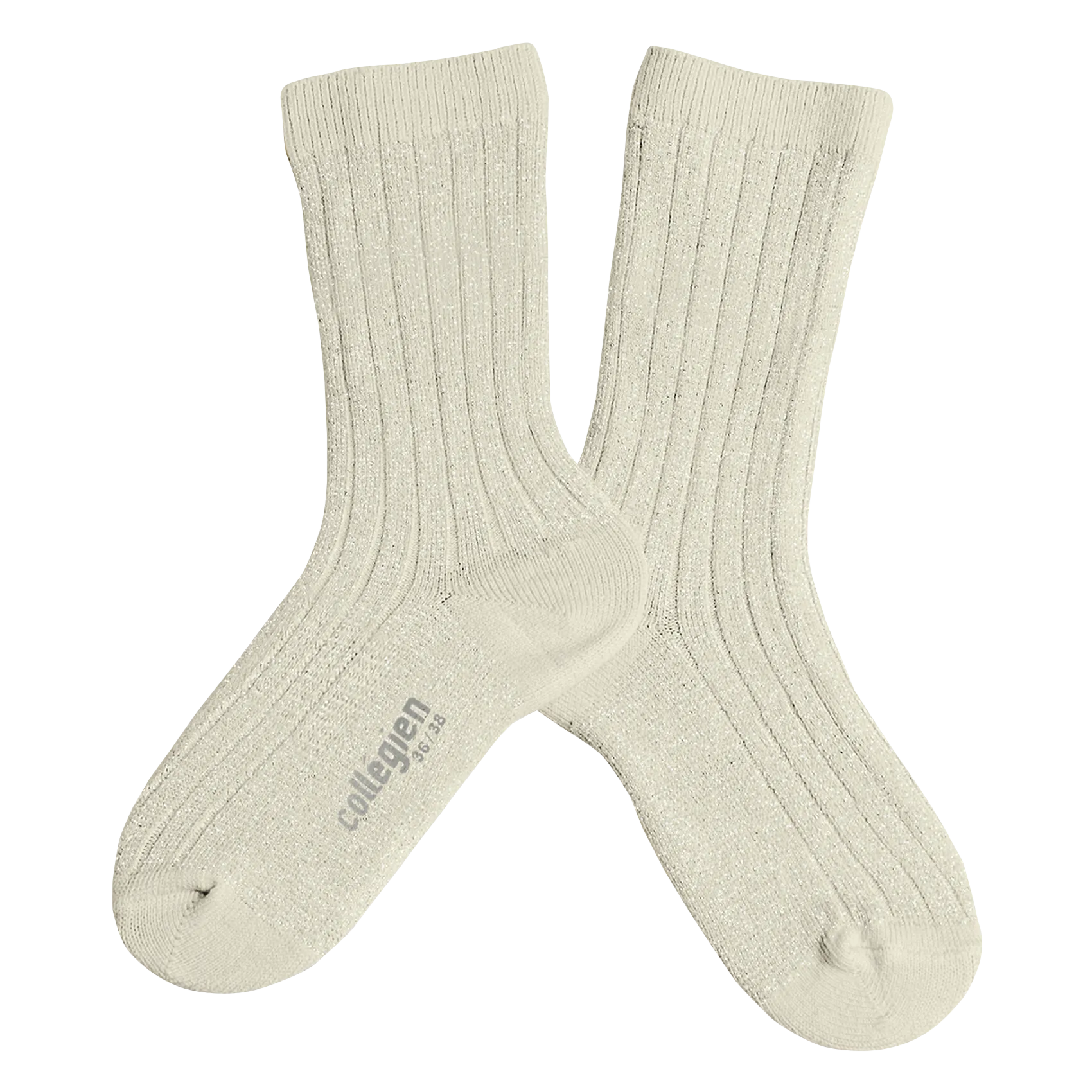 Chaussettes côtelées lurex en coton mélangé Beige VICTOIRE