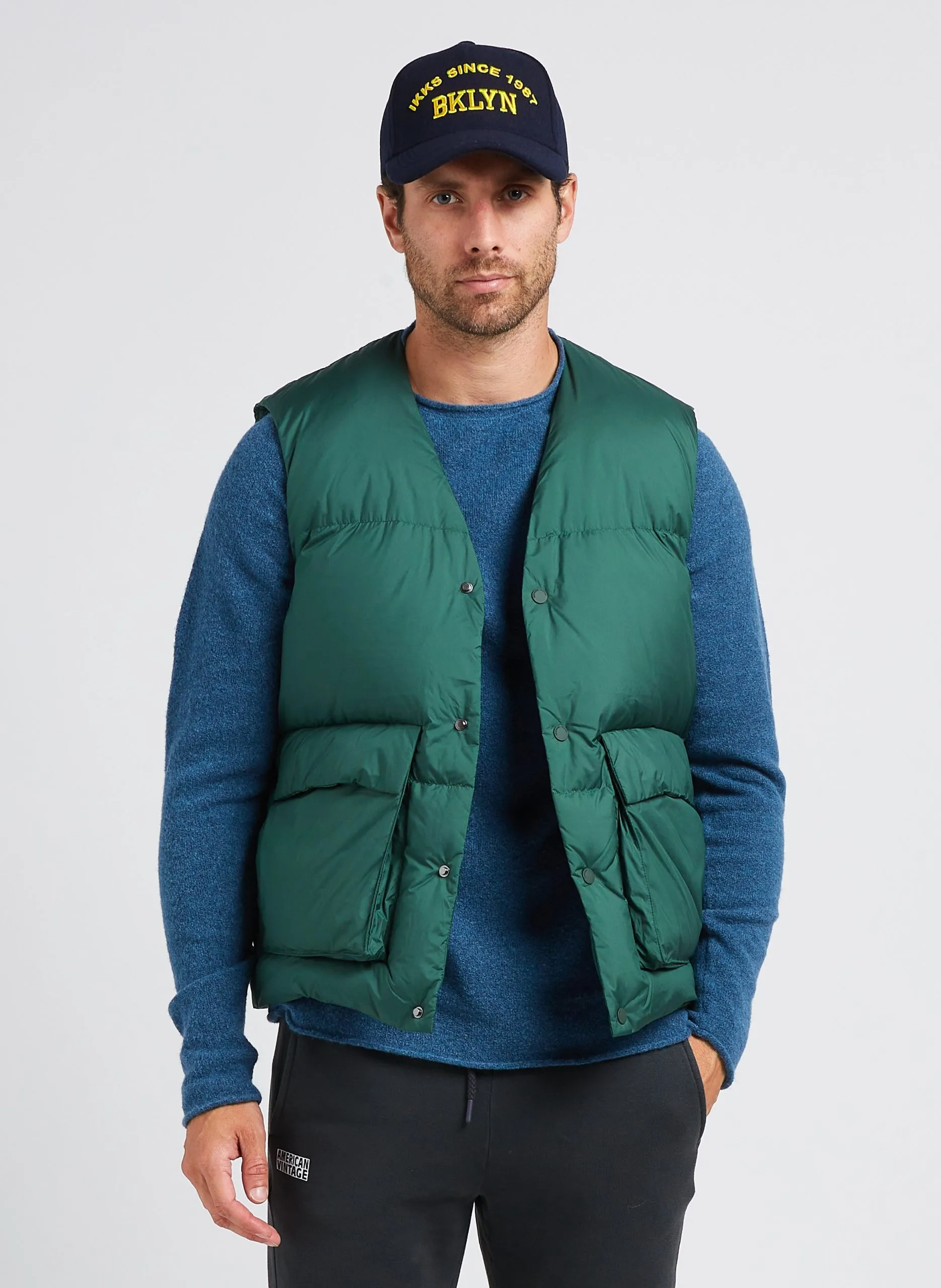 Doudoune col V matelassée Vert JOSEPH