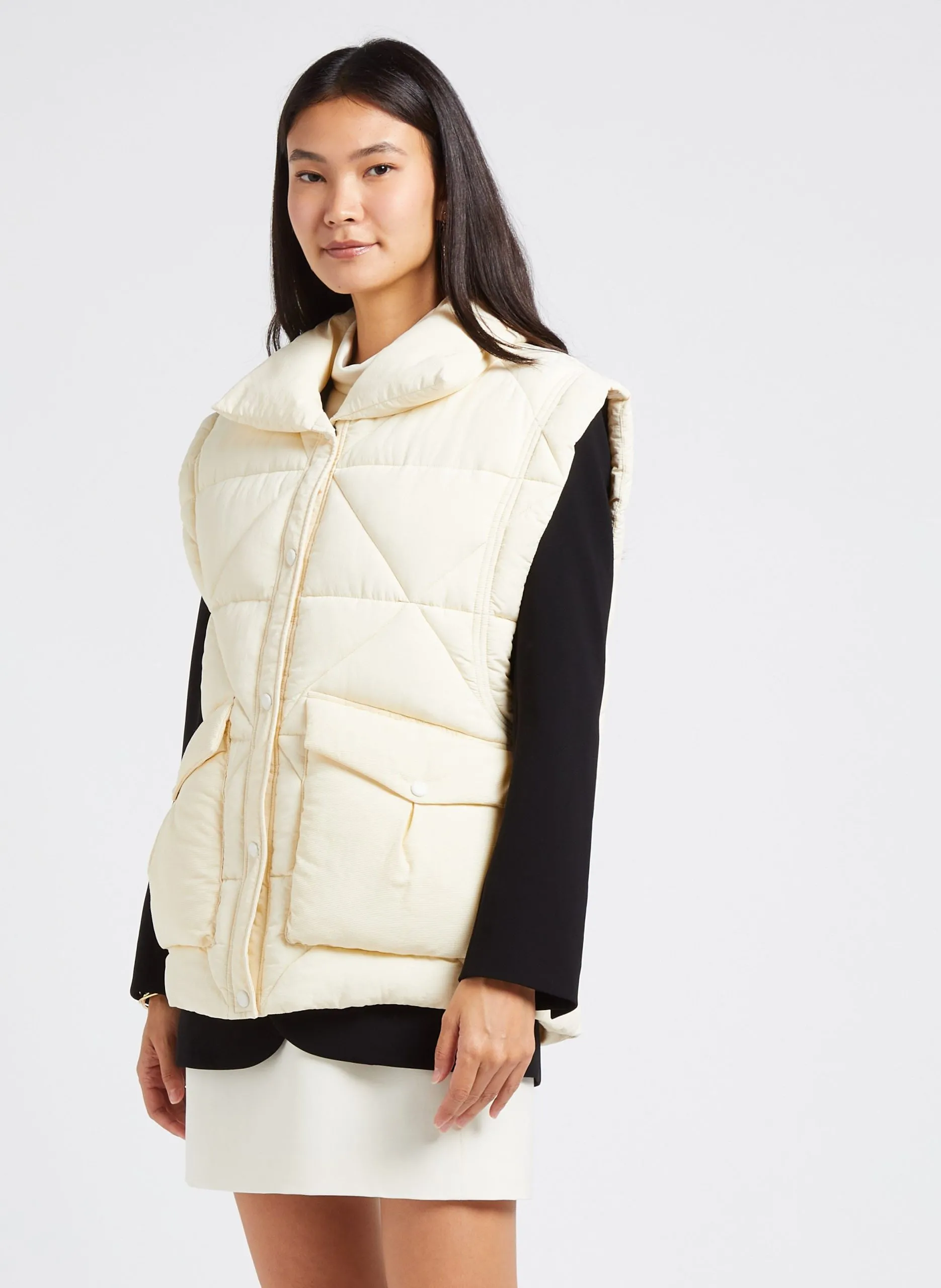 Doudoune droite sans manches Blanc