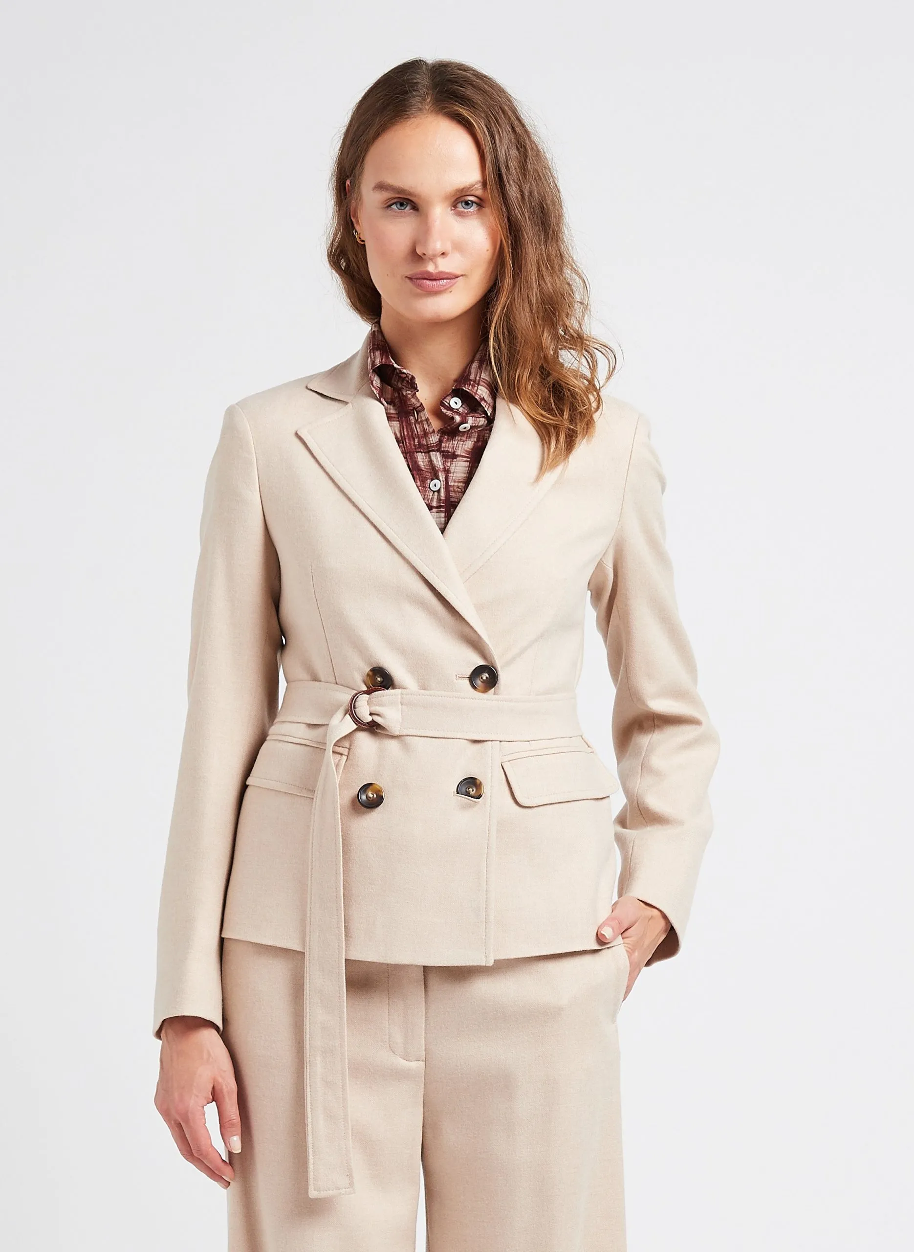 Veste ajustée col tailleur Blanc VANIO