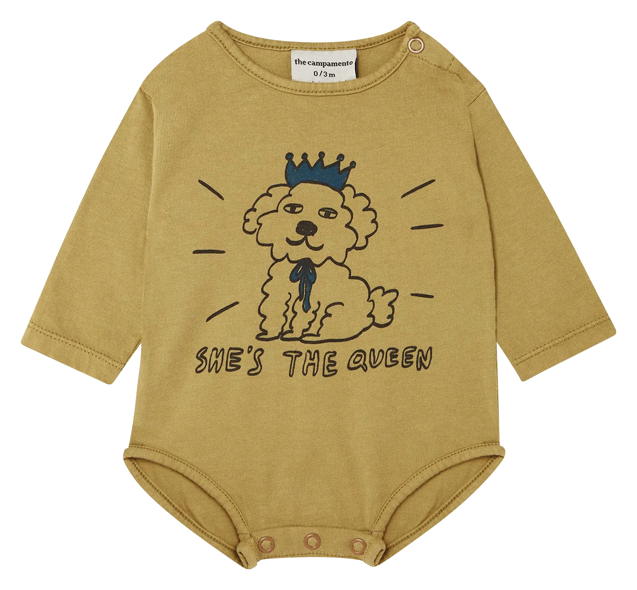 Body col rond imprimé en coton bio Vert