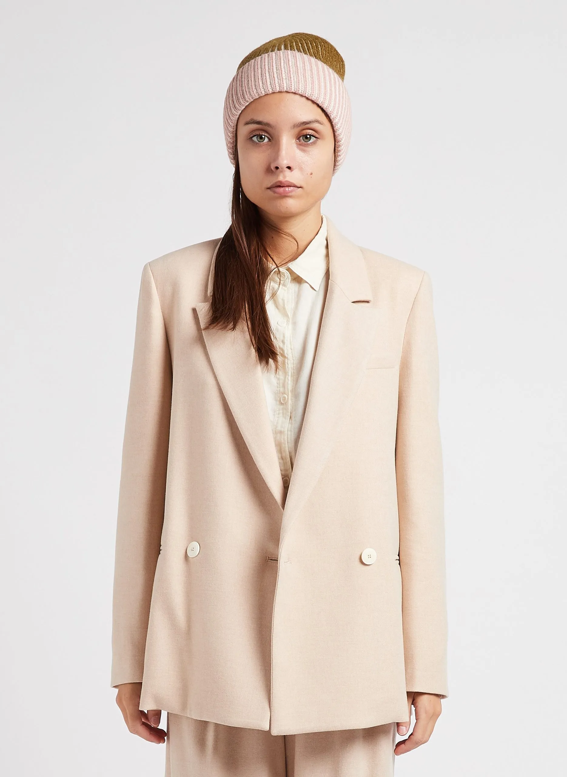 Veste droite col tailleur Beige