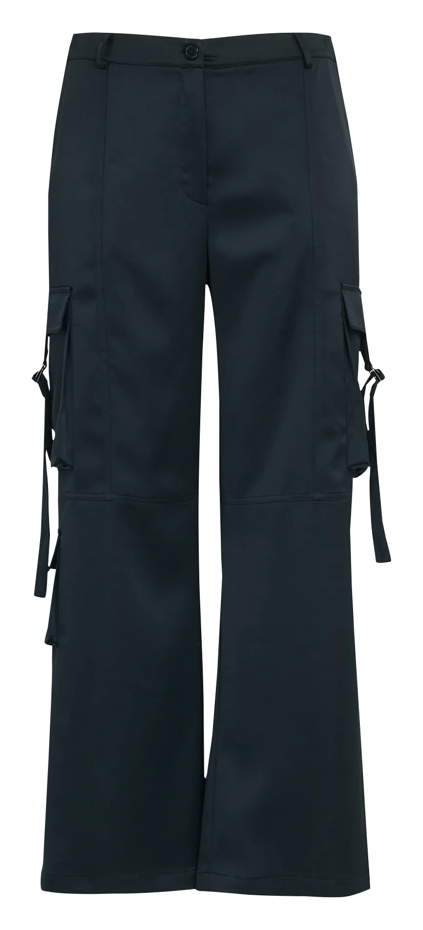 Pantalon cargo droit satiné Noir