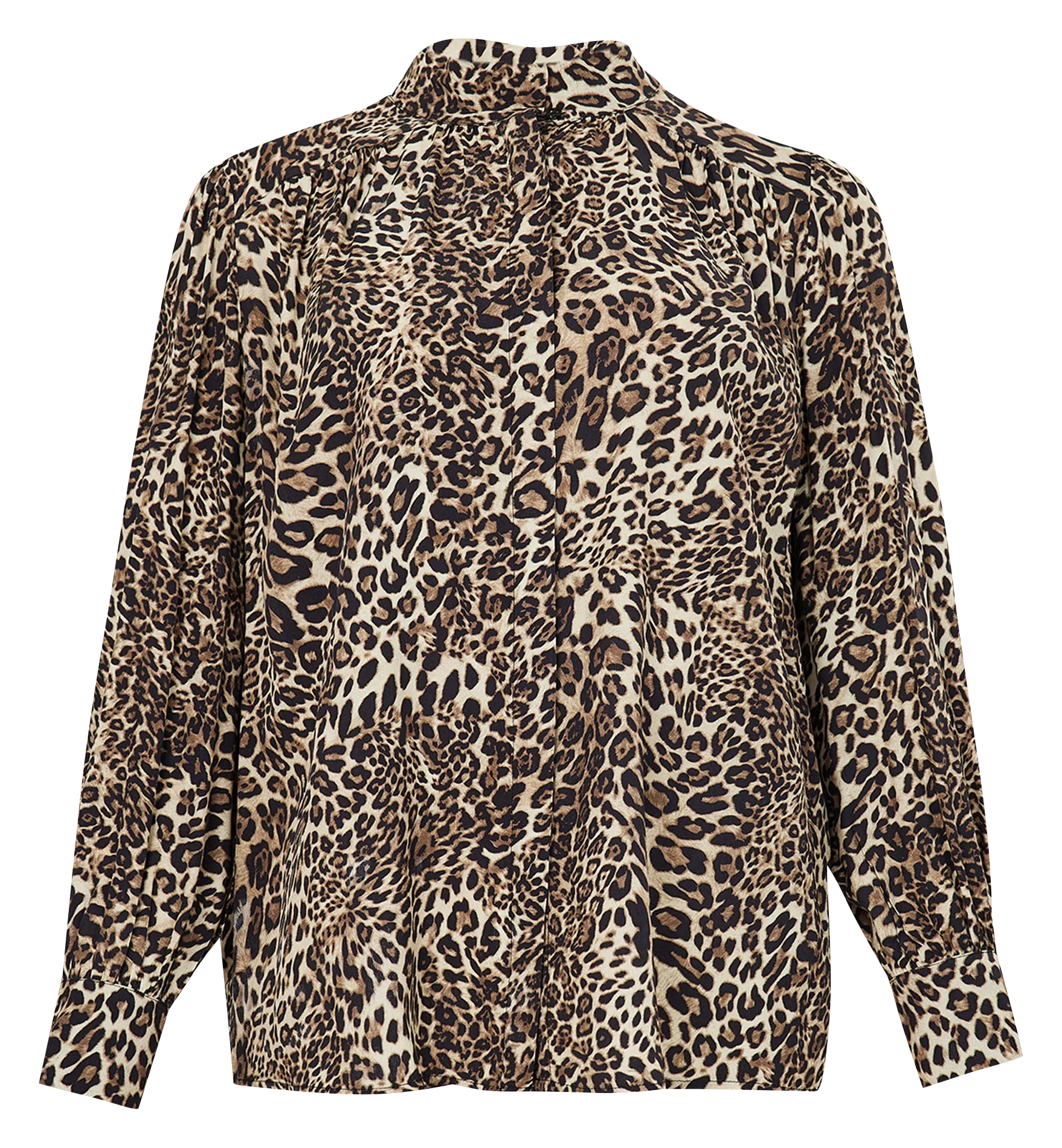 Chemise col mao imprimée Marron