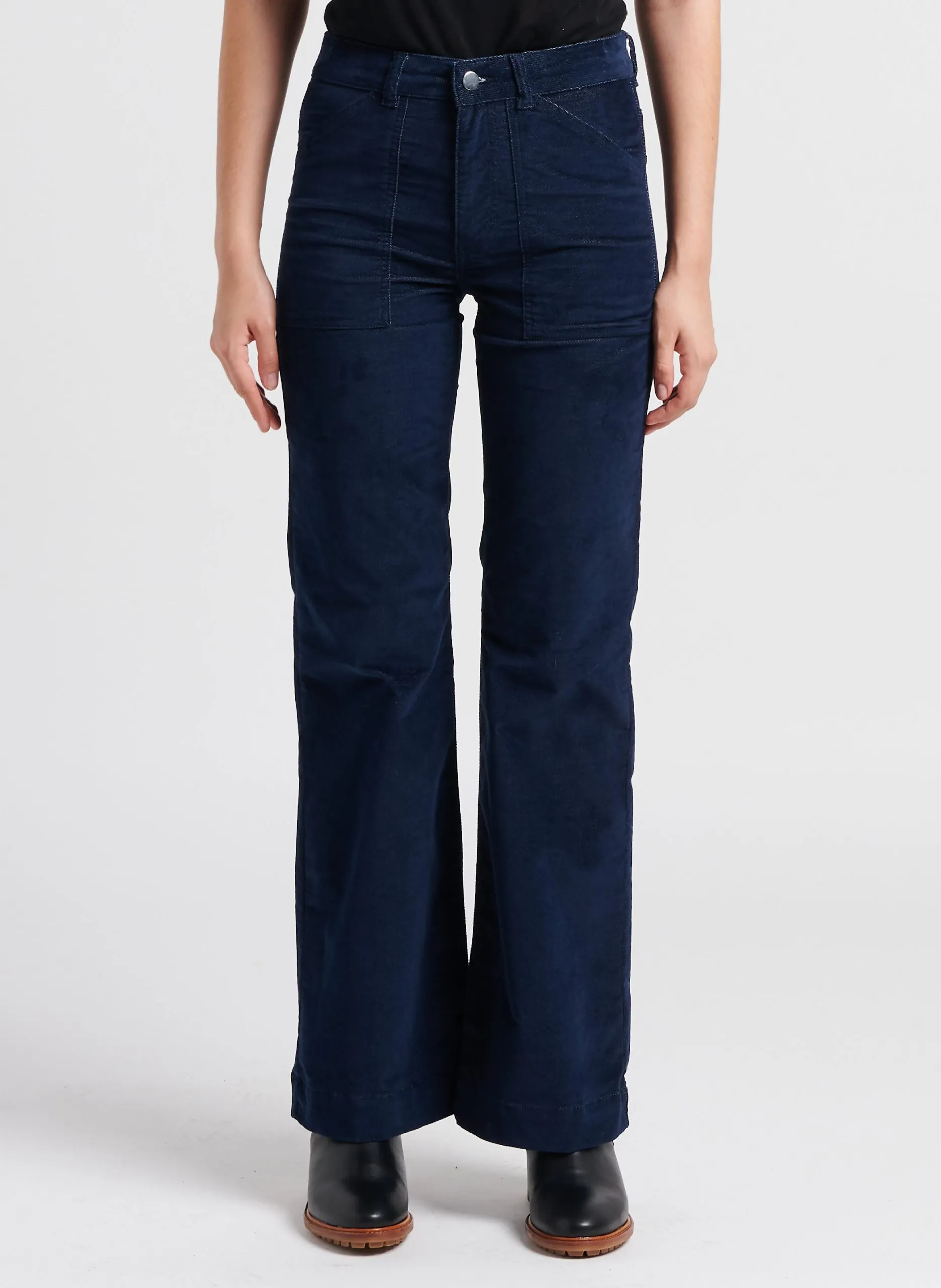 Pantalon évasé en coton mélangé Bleu GATSBY