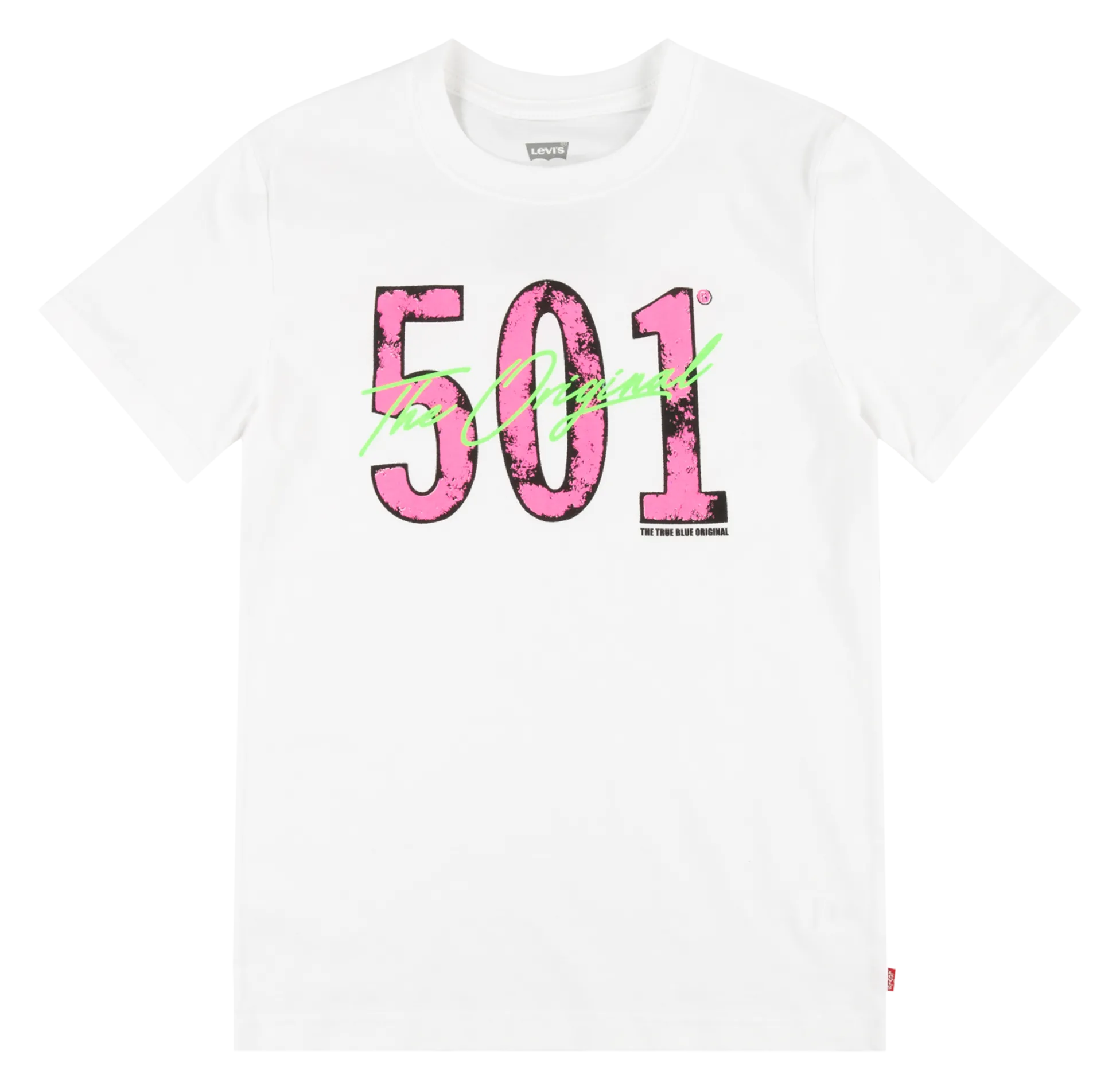 Tee-shirt droit col rond en coton mélangé Blanc