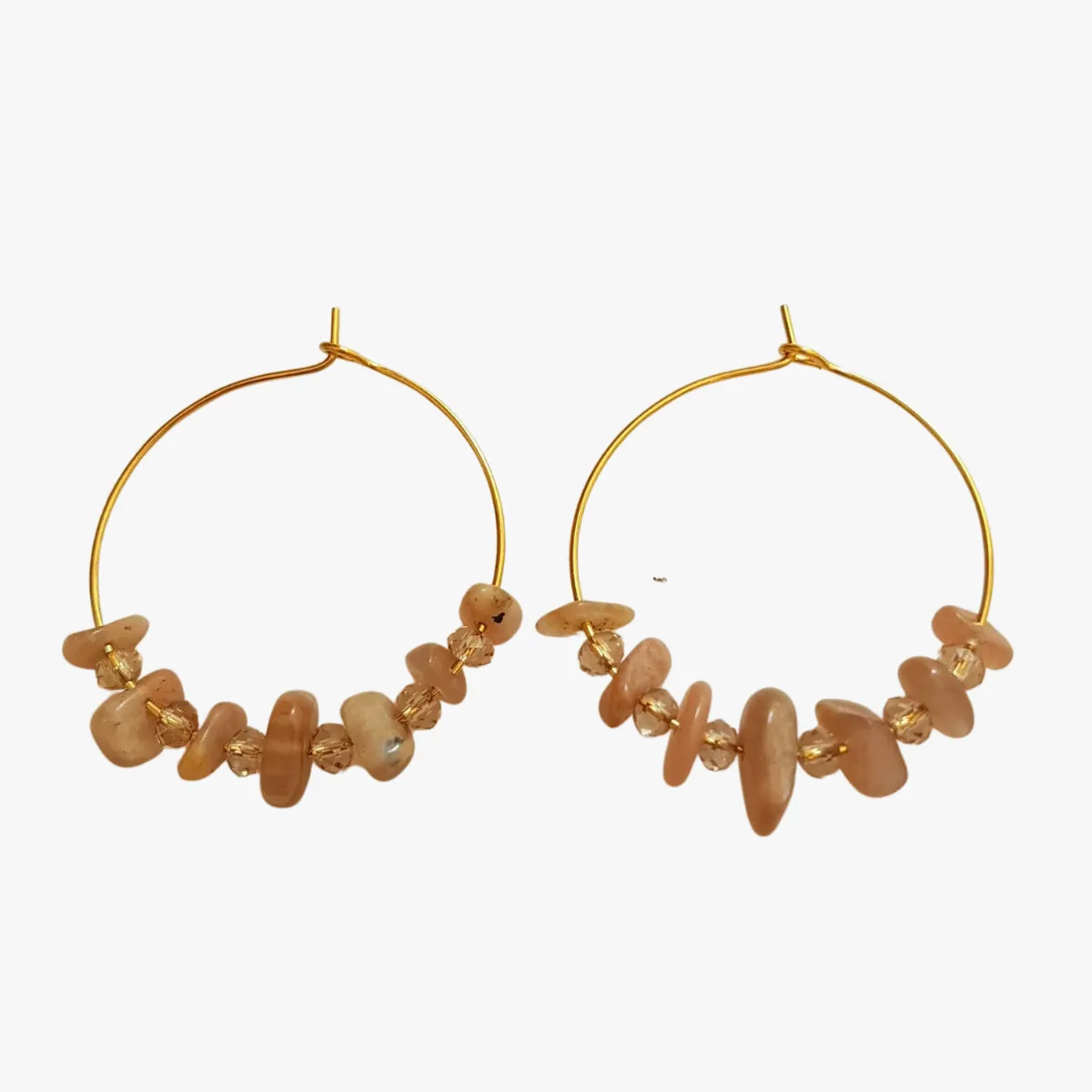 Boucles d'oreilles pierre de lune orangée Bleu