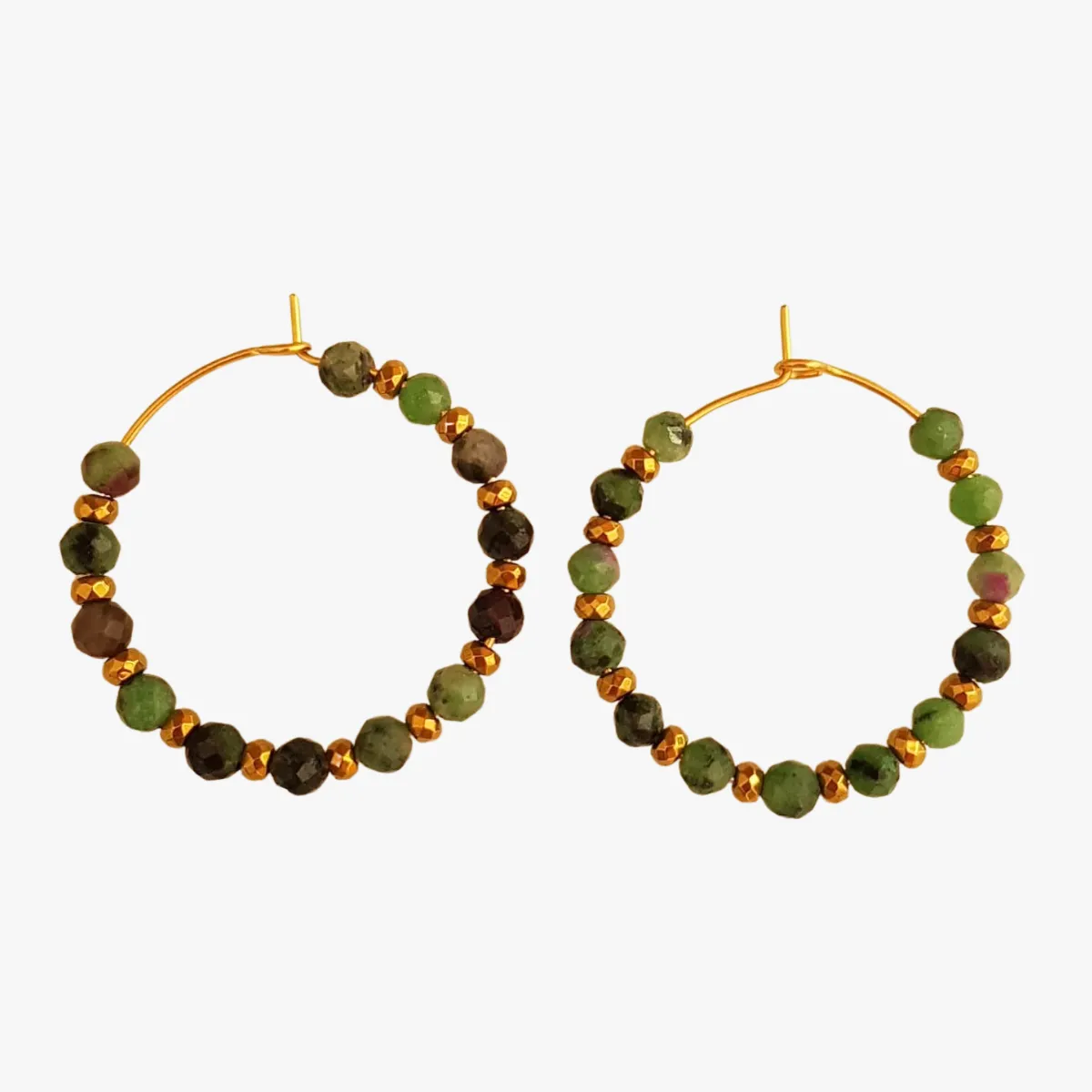 Boucles d'oreilles rubis zoïsite Vert ANNETTE