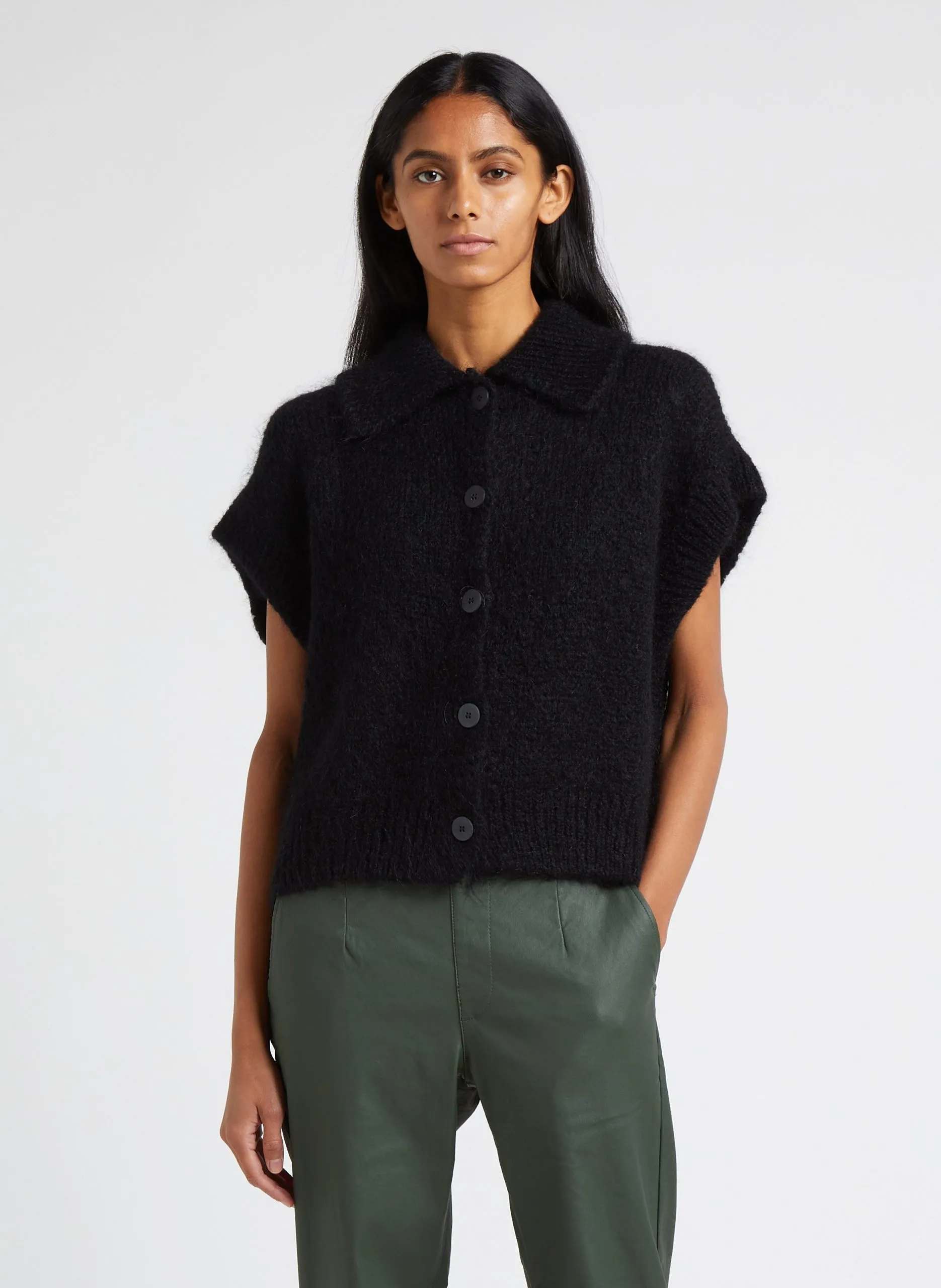 Gilet col classique ample Noir