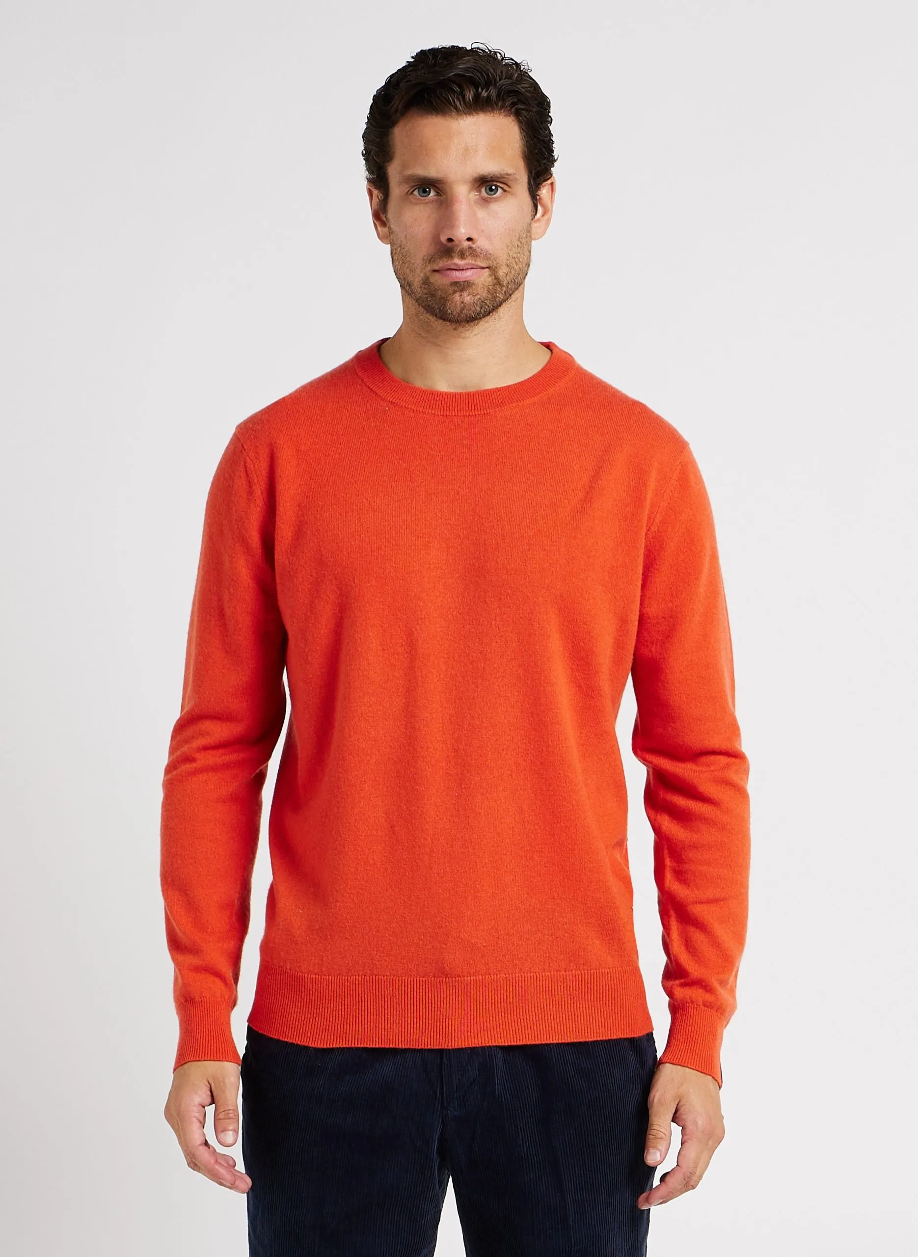 Pull col rond en laine et en cachemire mélangés Orange
